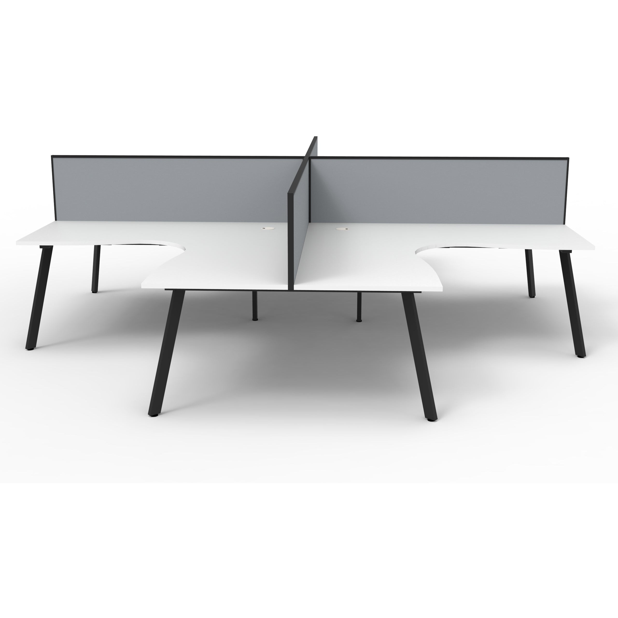 Eternity 4 Person Corner Workstation Pod with Screens - White