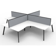 Eternity 4 Person Corner Workstation Pod with Screens - White