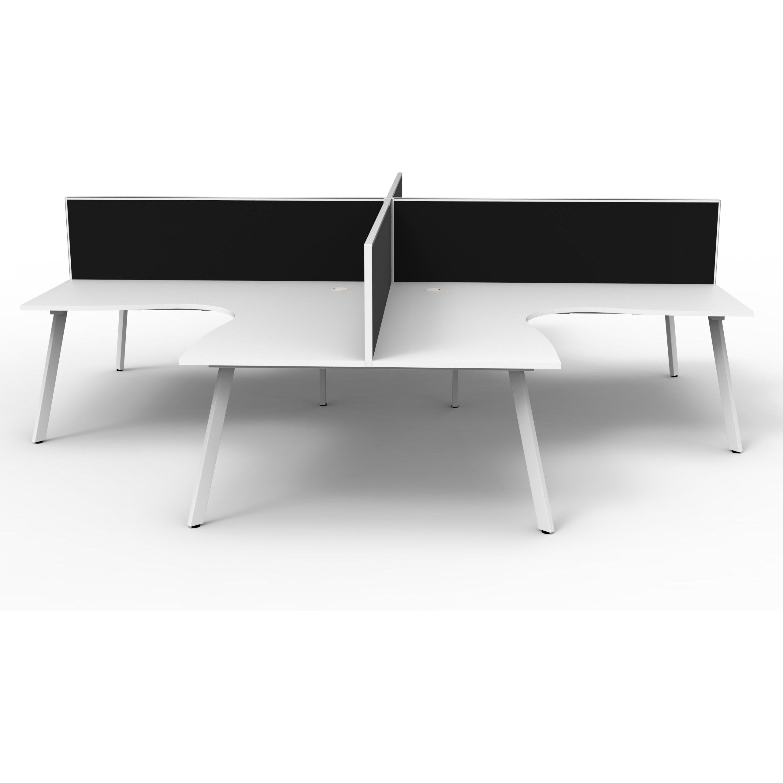 Eternity 4 Person Corner Workstation Pod with Screens - White