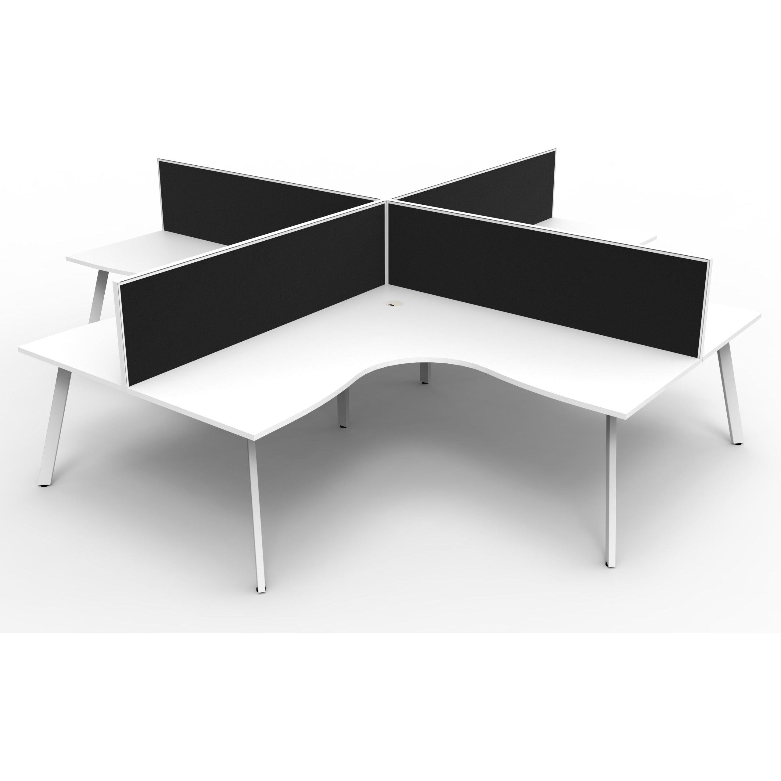 Eternity 4 Person Corner Workstation Pod with Screens - White