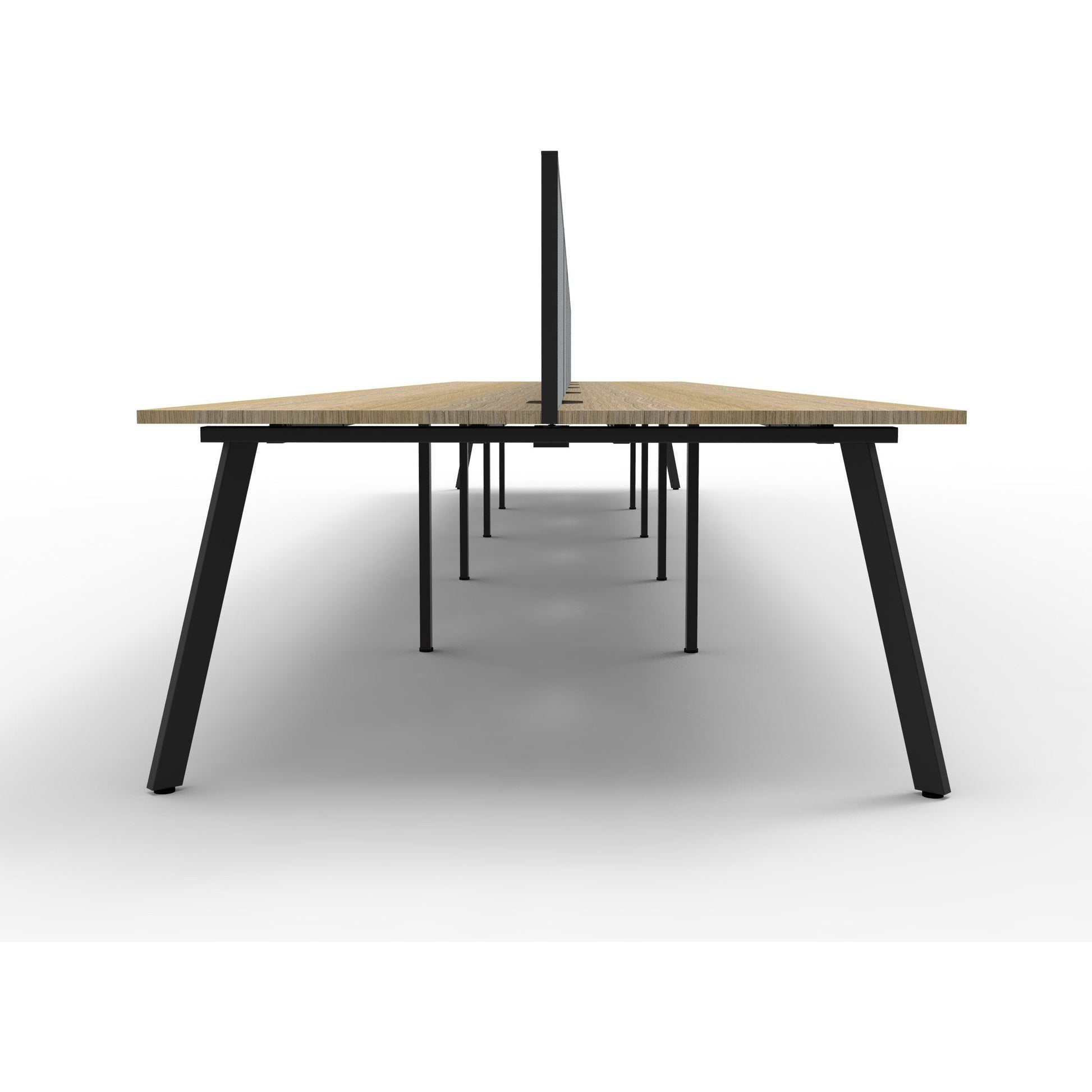 Eternity 10 Person Double Sided Workstation with Screens - Oak