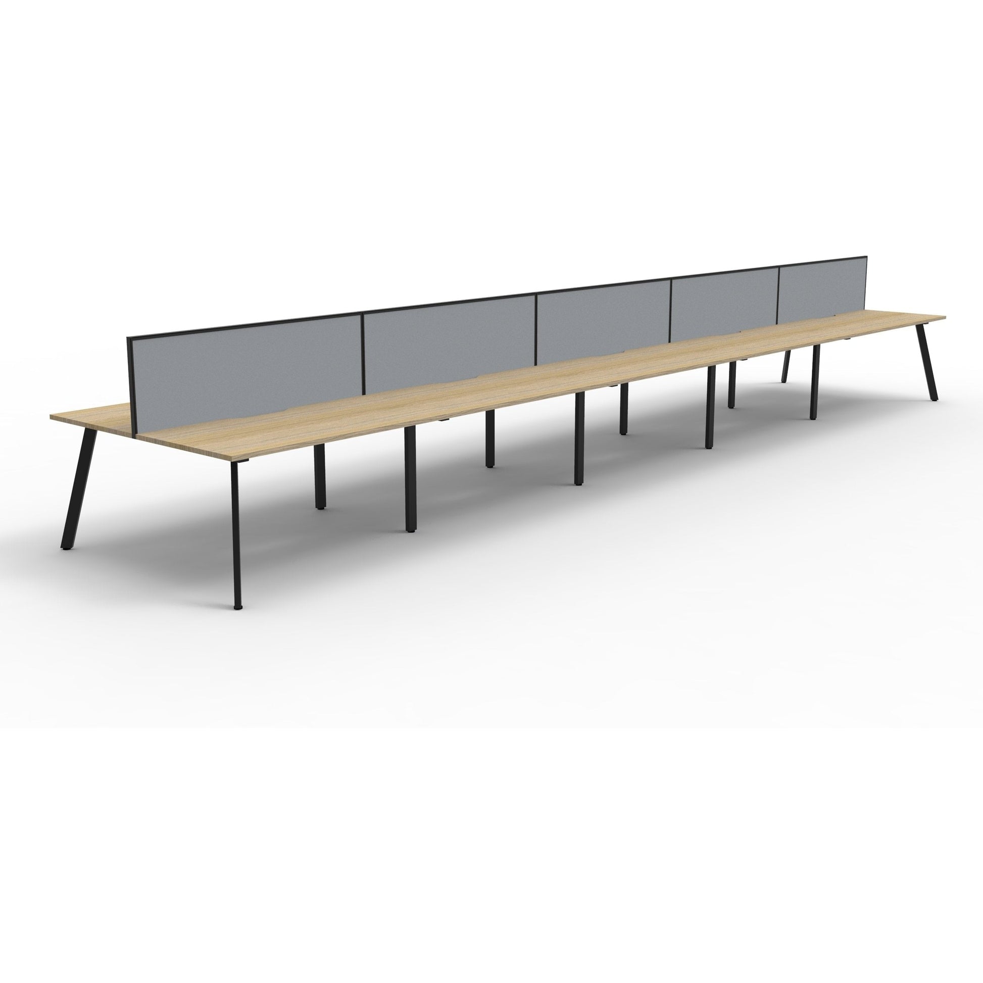 Eternity 10 Person Double Sided Workstation with Screens - Oak
