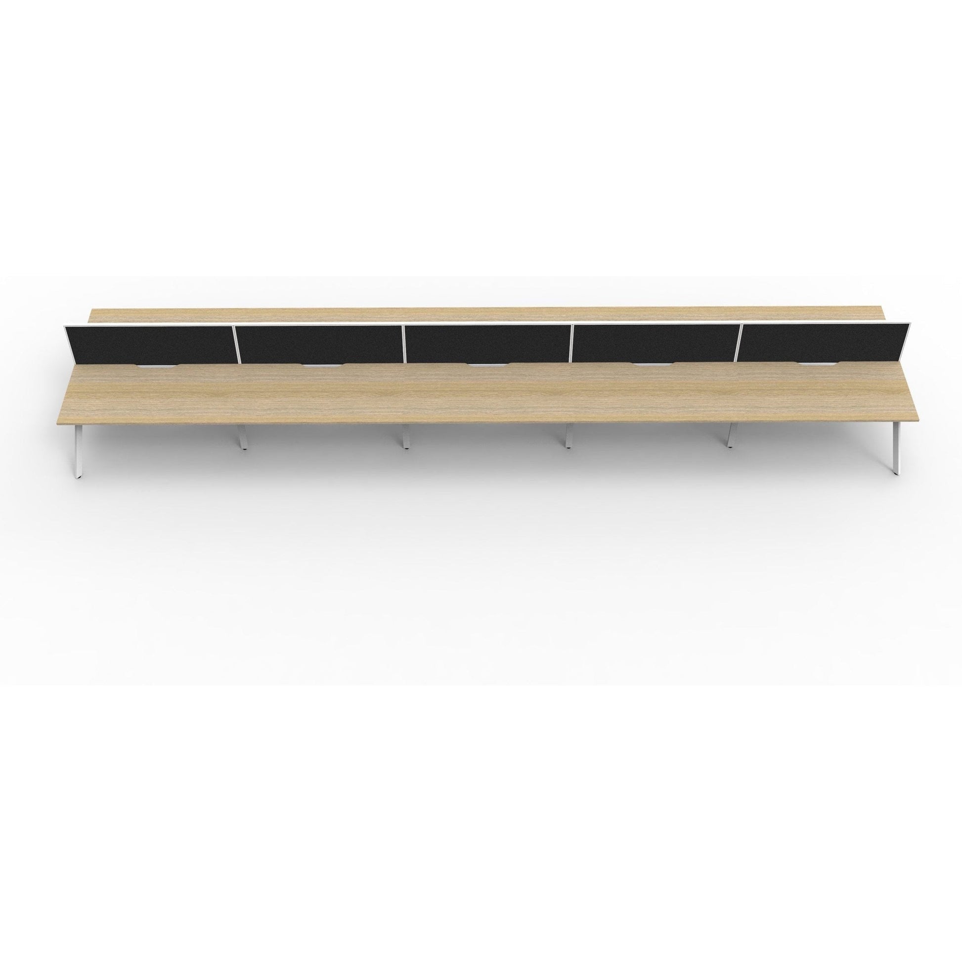 Eternity 10 Person Double Sided Workstation with Screens - Oak