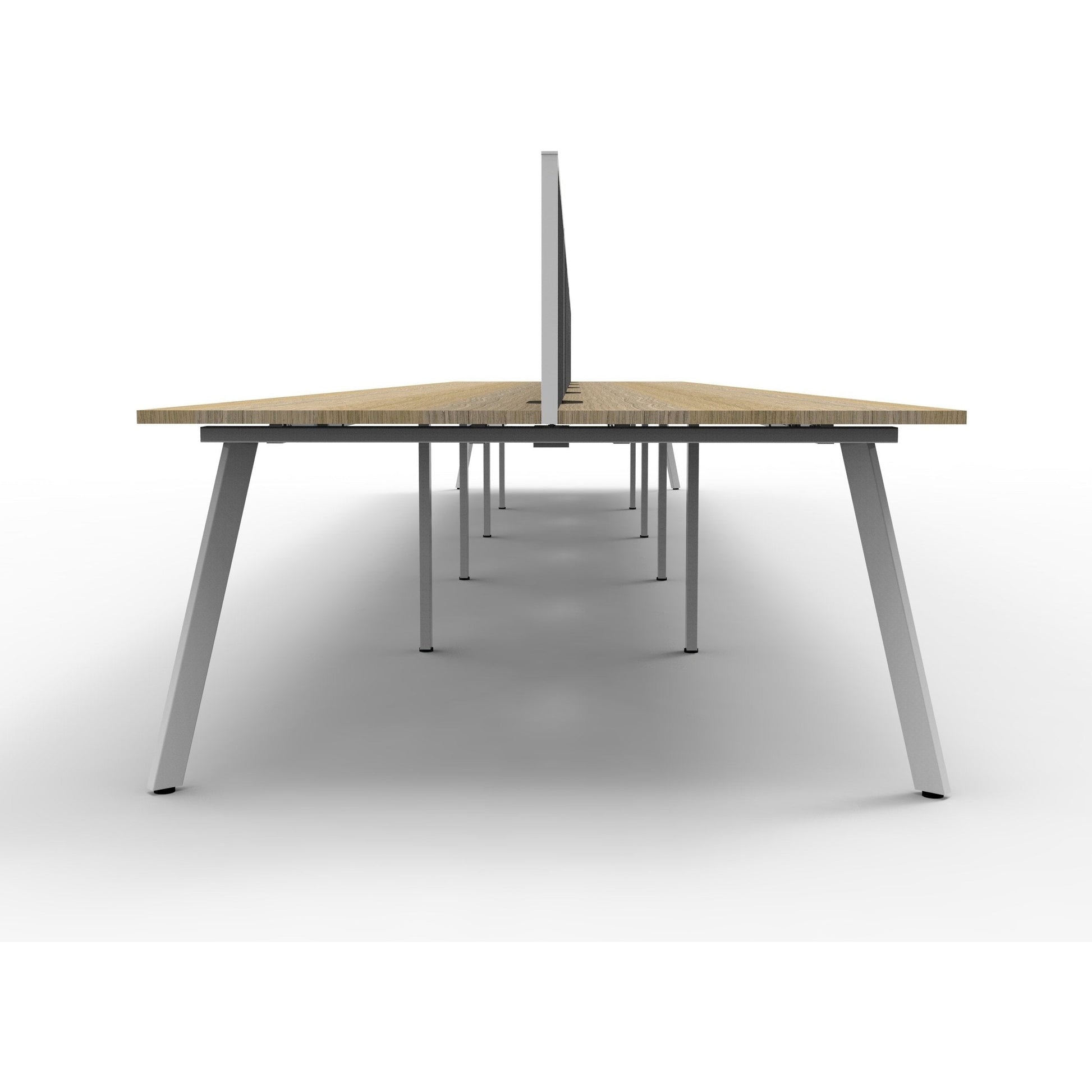 Eternity 10 Person Double Sided Workstation with Screens - Oak