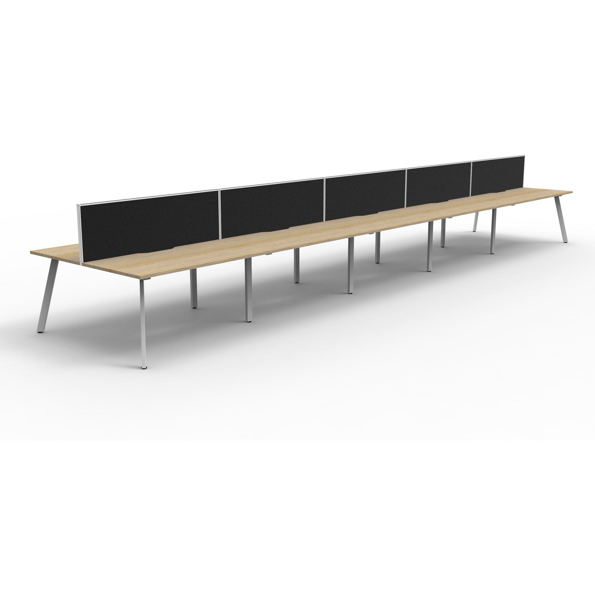 Eternity 10 Person Double Sided Workstation with Screens - Oak