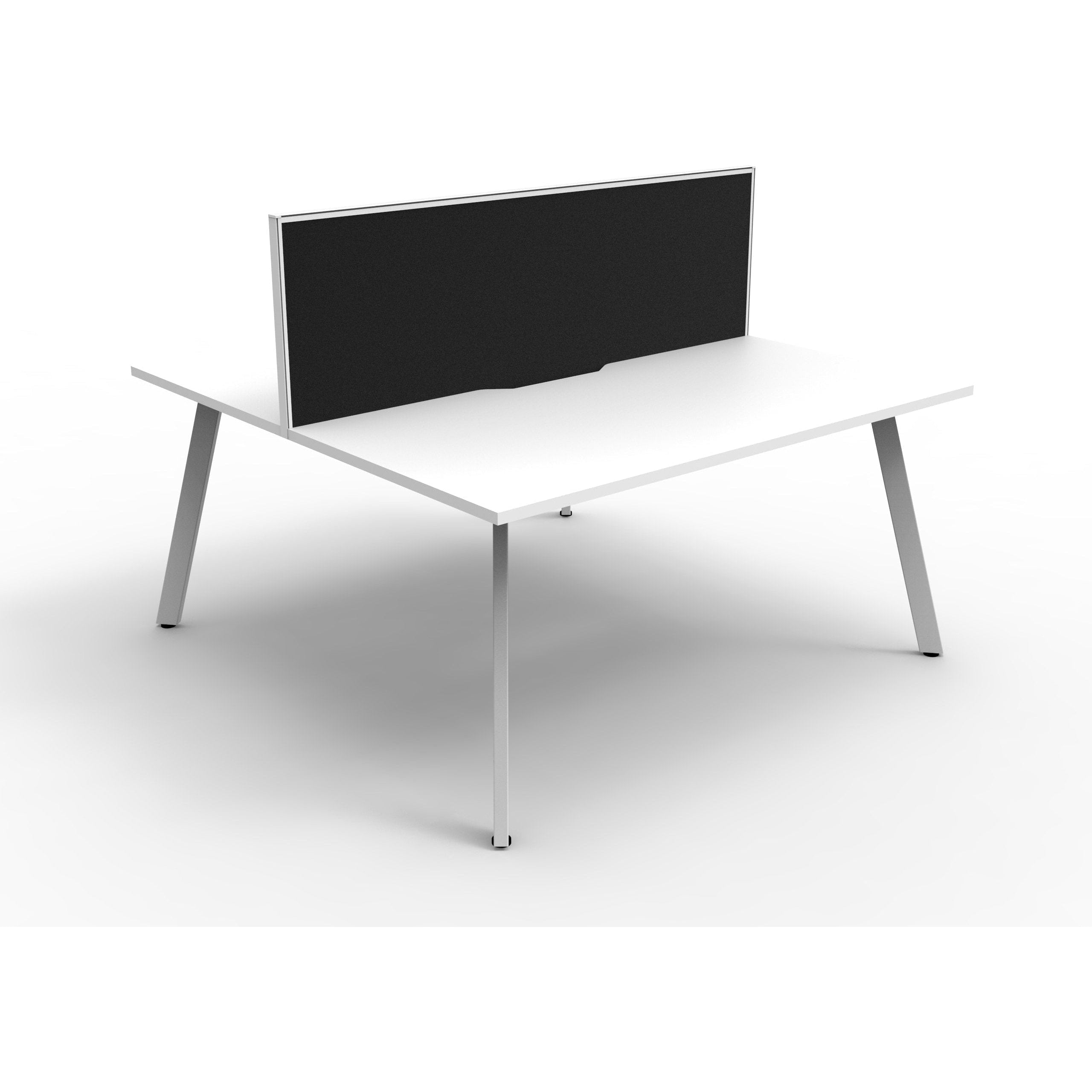 Eternity 2 Person Double Sided Workstation with Screen - White