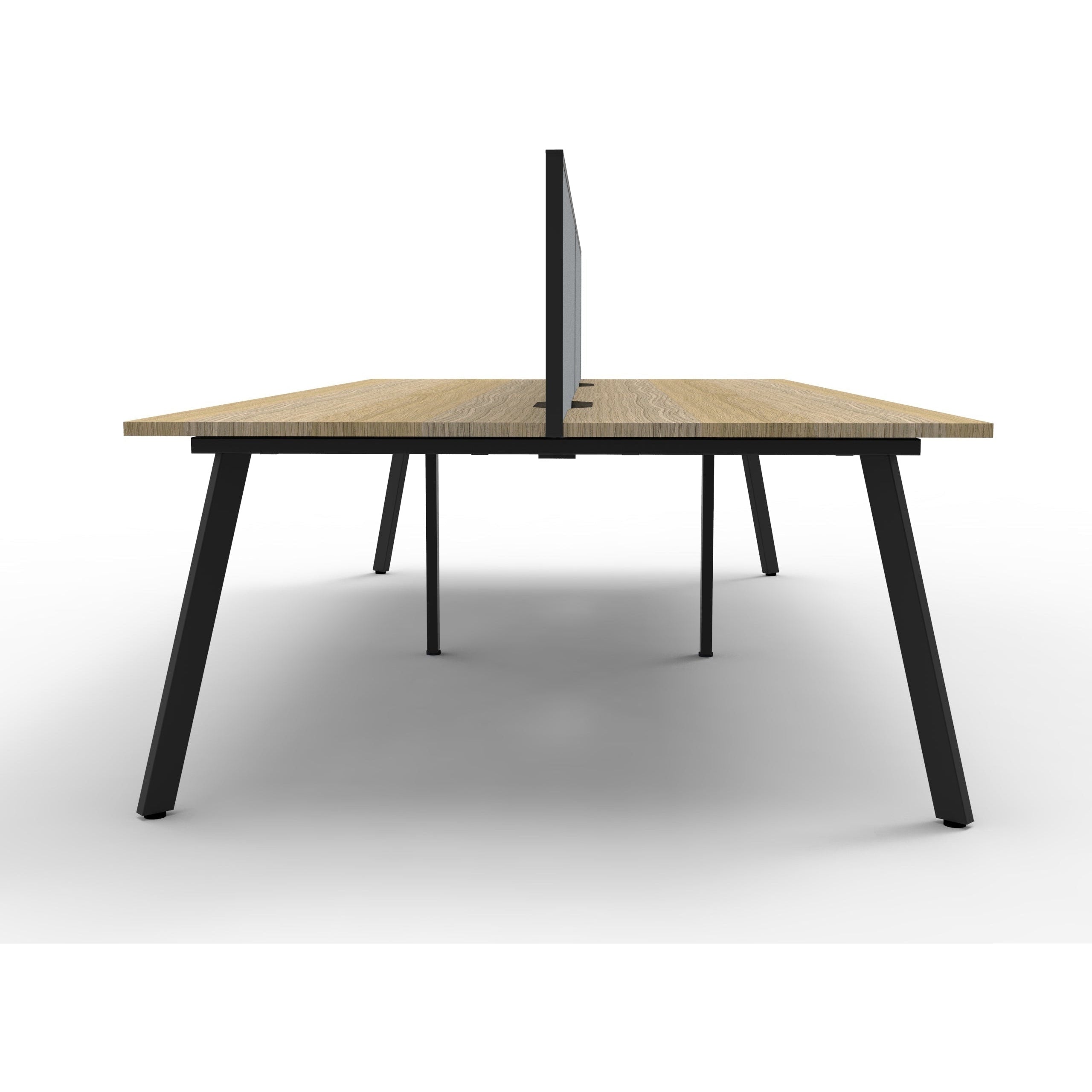 Eternity 4 Person Double Sided Workstation with Screens - Oak