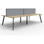 Eternity 4 Person Double Sided Workstation with Screens - Oak