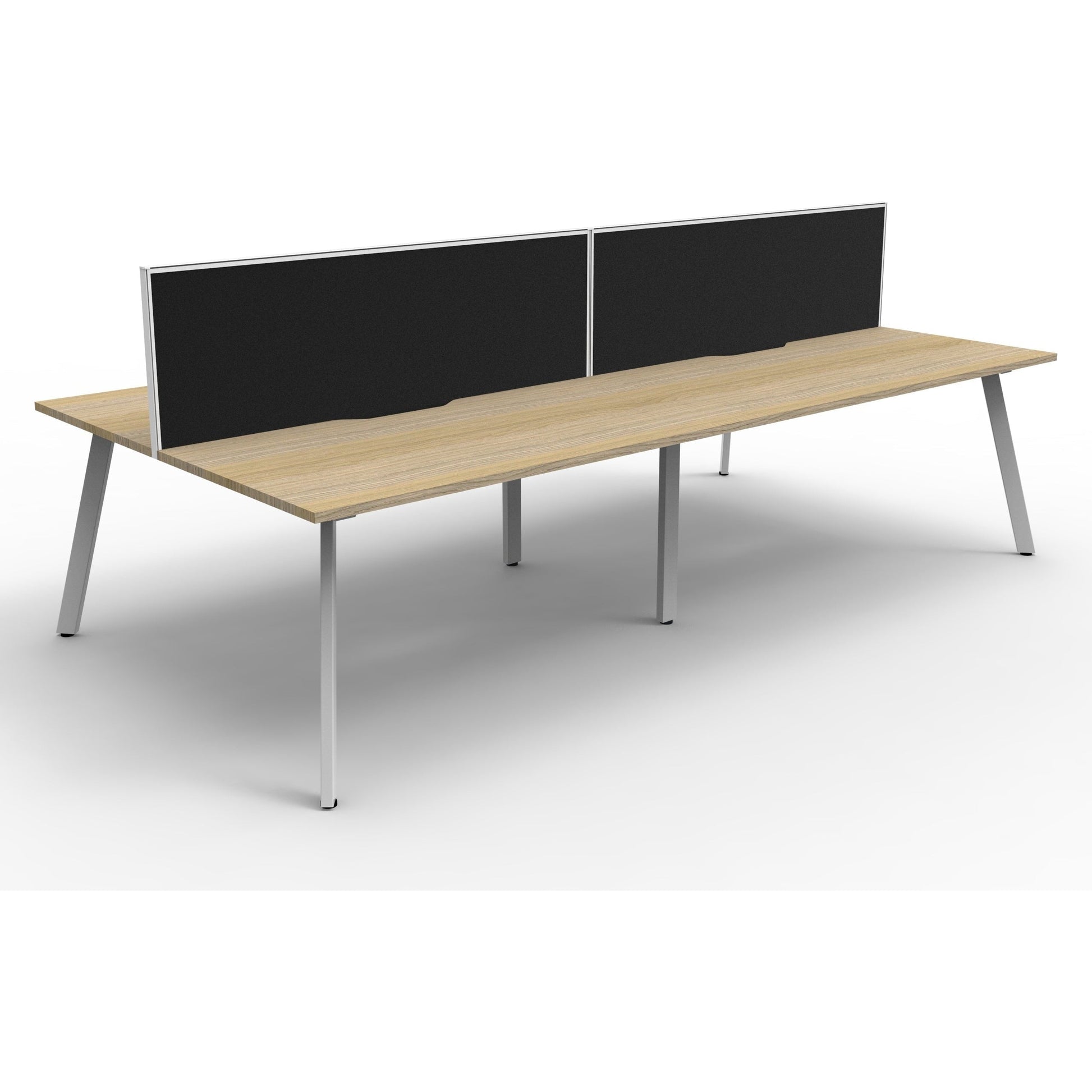 Eternity 4 Person Double Sided Workstation with Screens - Oak
