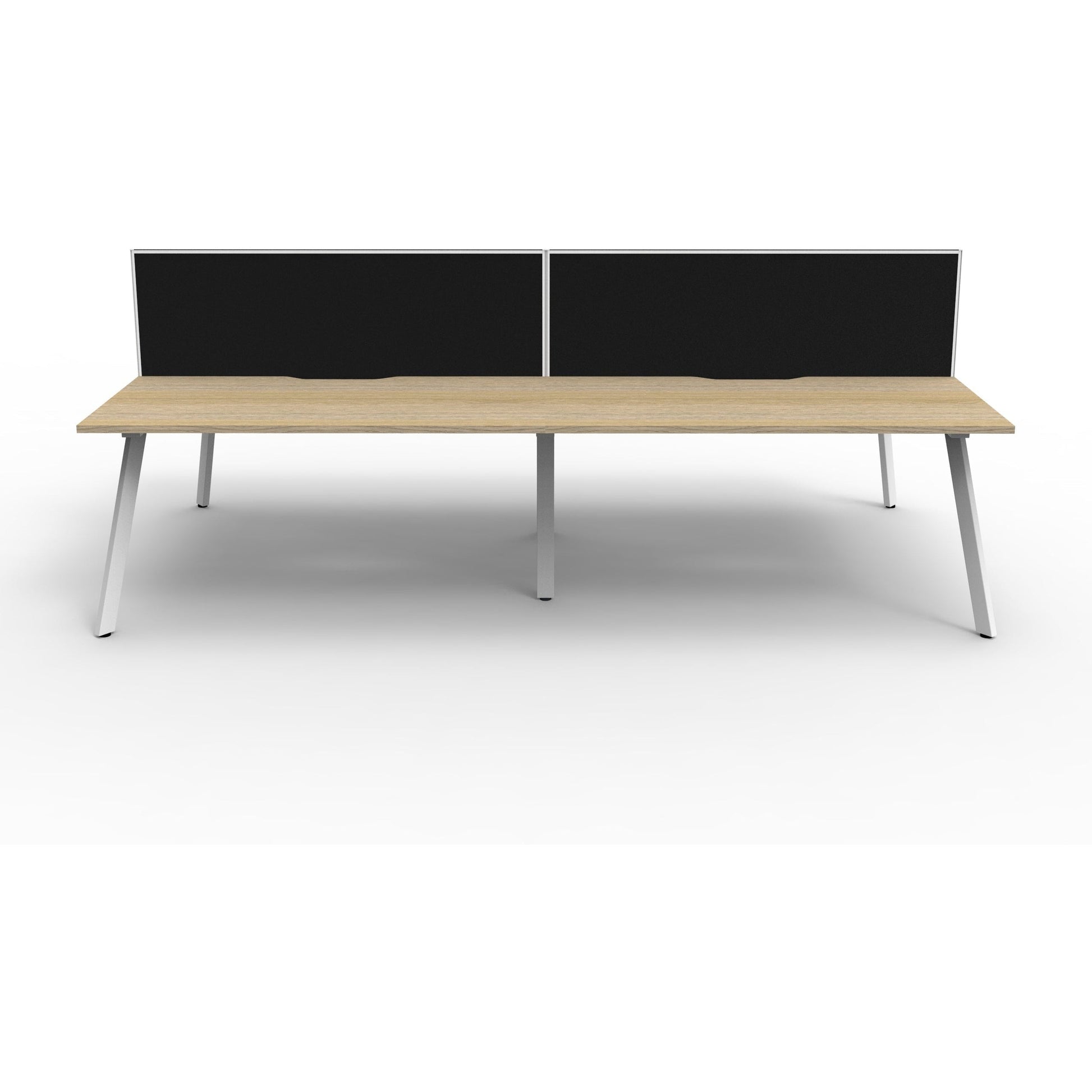 Eternity 4 Person Double Sided Workstation with Screens - Oak