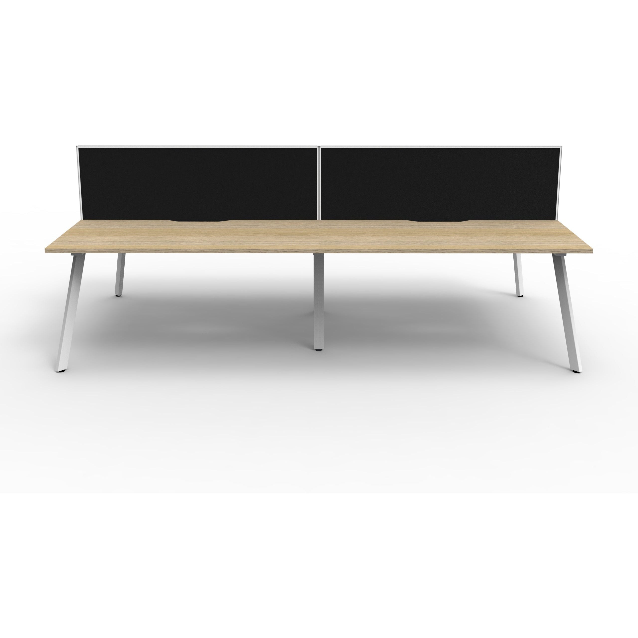 Eternity 4 Person Double Sided Workstation with Screens - Oak