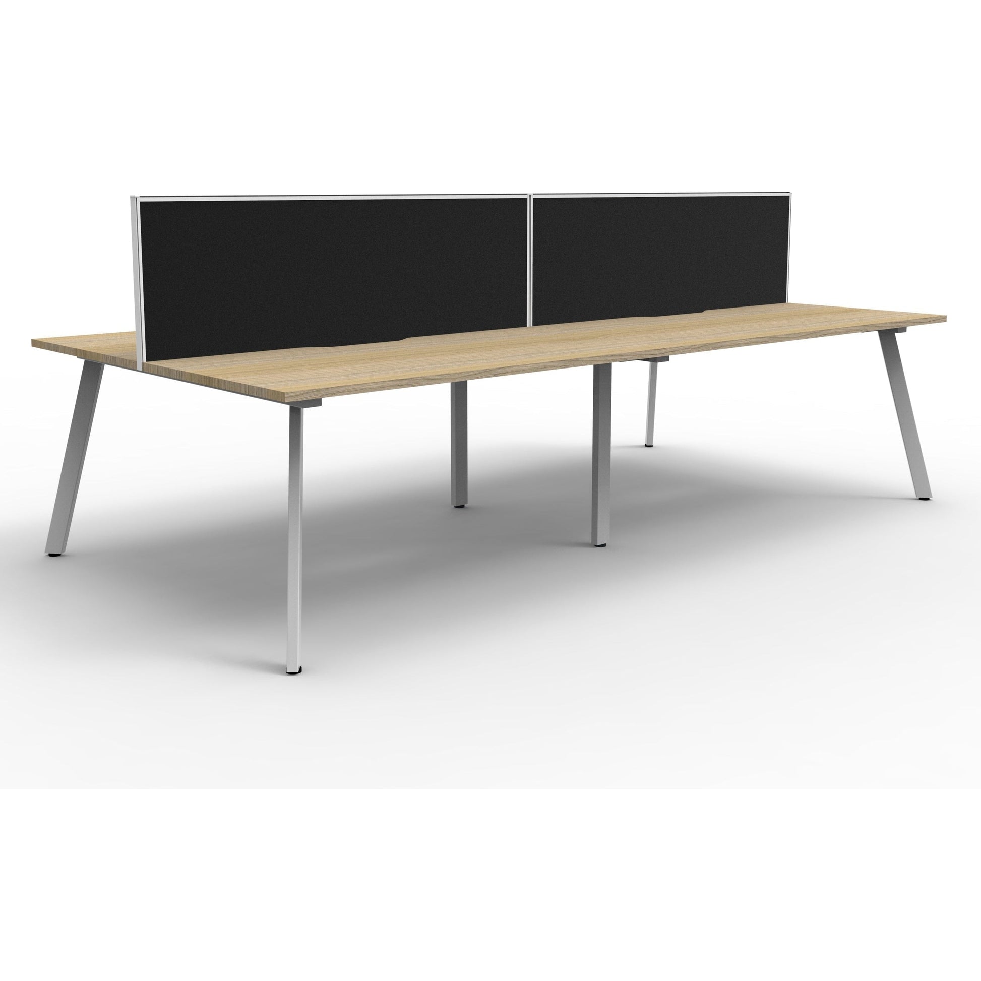 Eternity 4 Person Double Sided Workstation with Screens - Oak