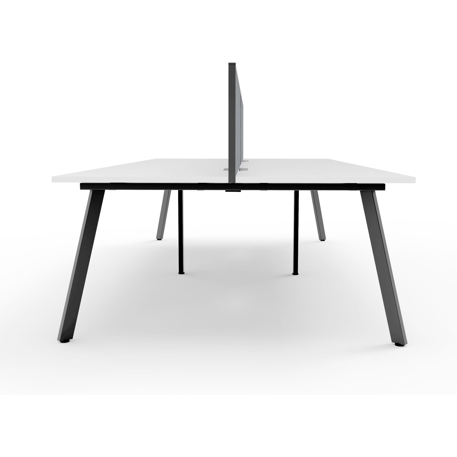 Eternity 4 Person Double Sided Workstation with Screens - White