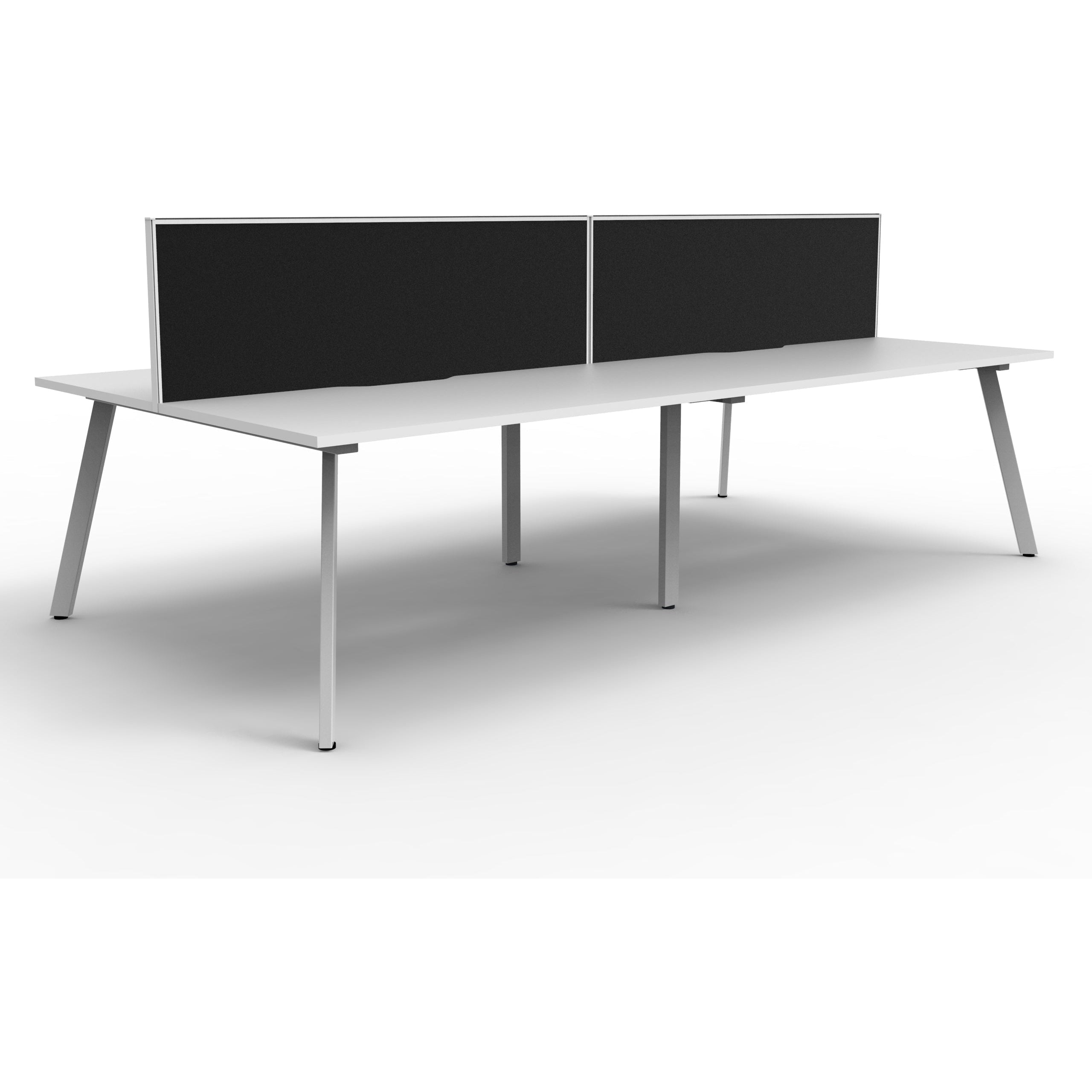 Eternity 4 Person Double Sided Workstation with Screens - White
