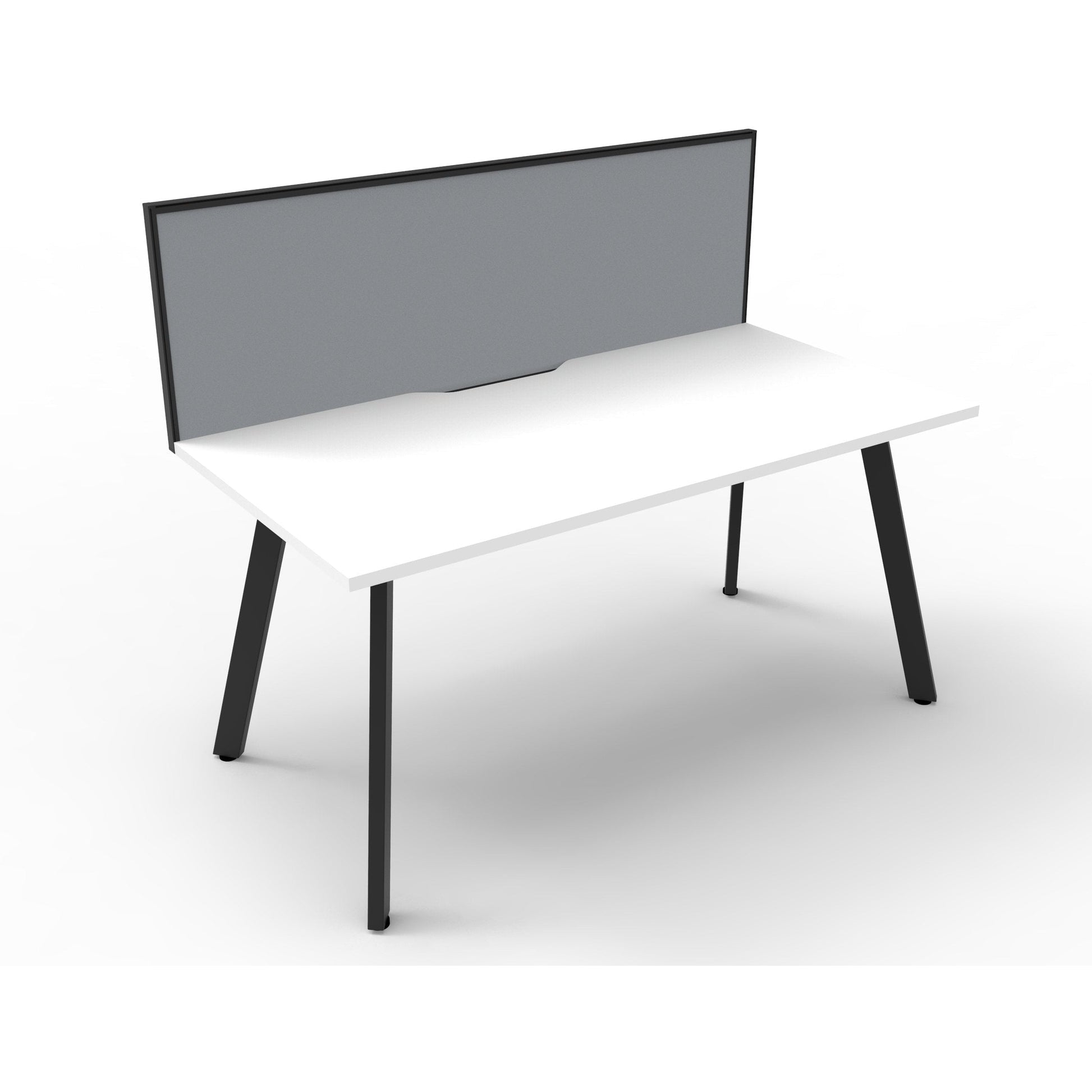 Eternity 1 Person Single Sided Workstation with SHUSH30 Aluminium Framed Screen - White