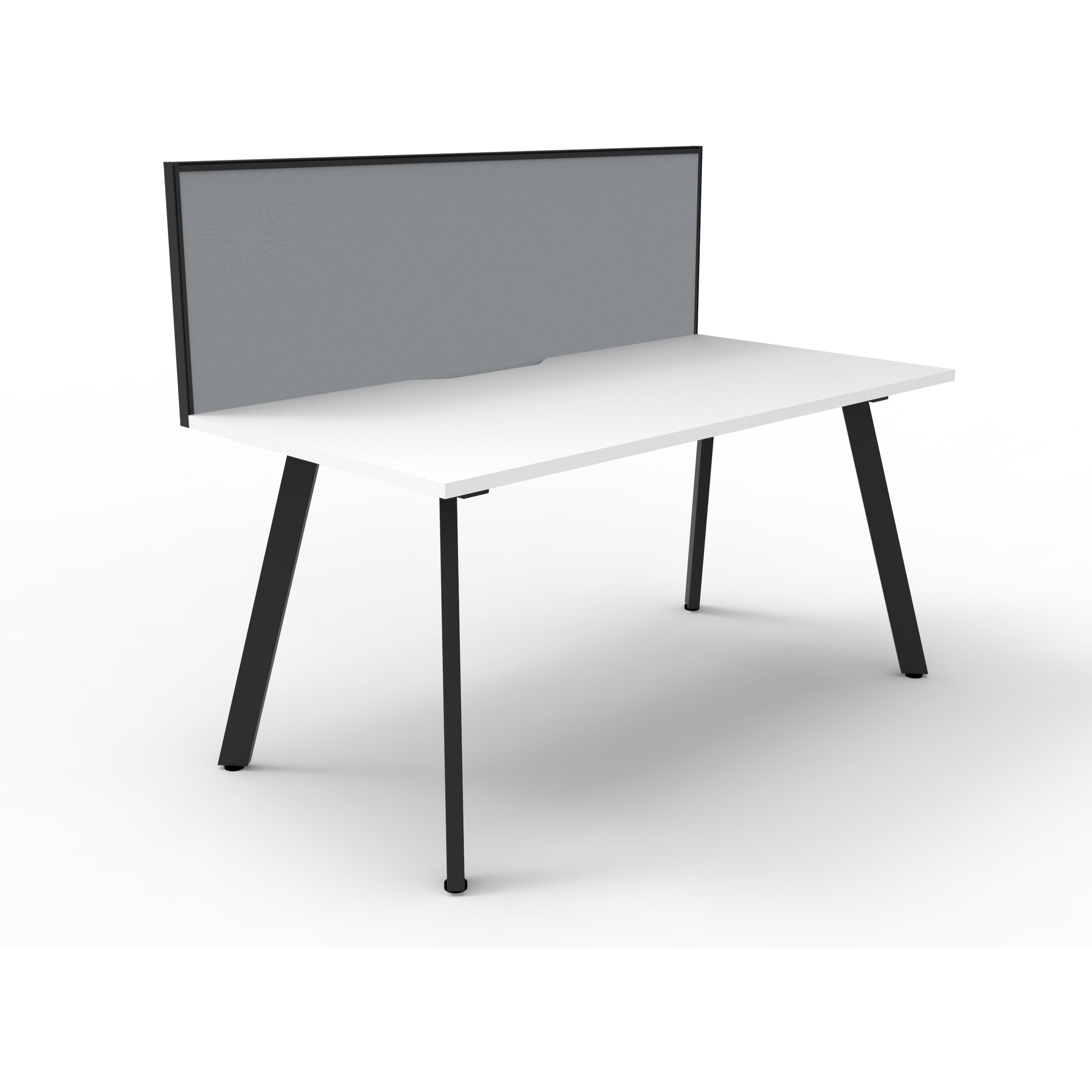 Eternity 1 Person Single Sided Workstation with SHUSH30 Aluminium Framed Screen - White