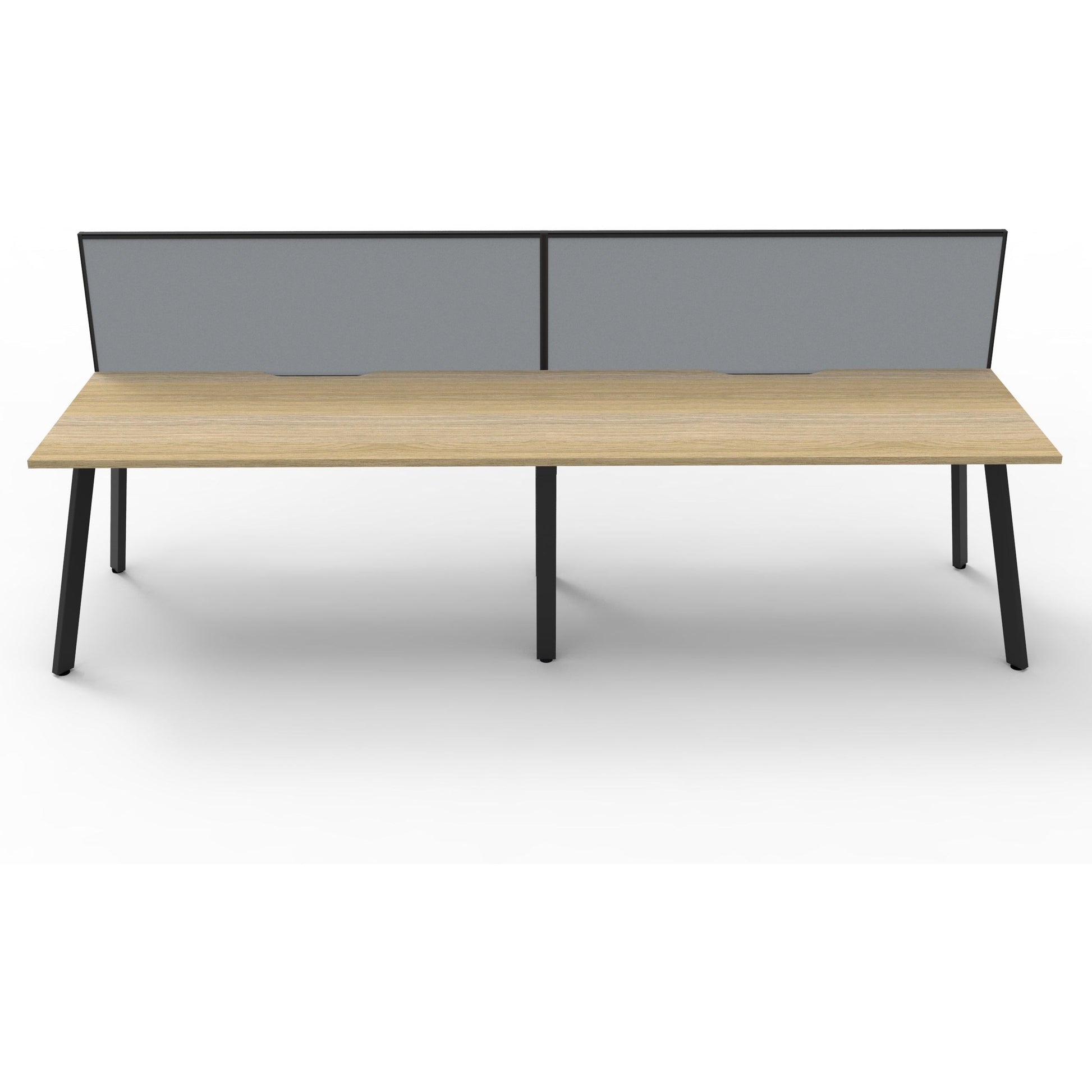 Eternity 2 Person Single Sided Workstation with SHUSH30 Aluminium Framed Screen - Oak