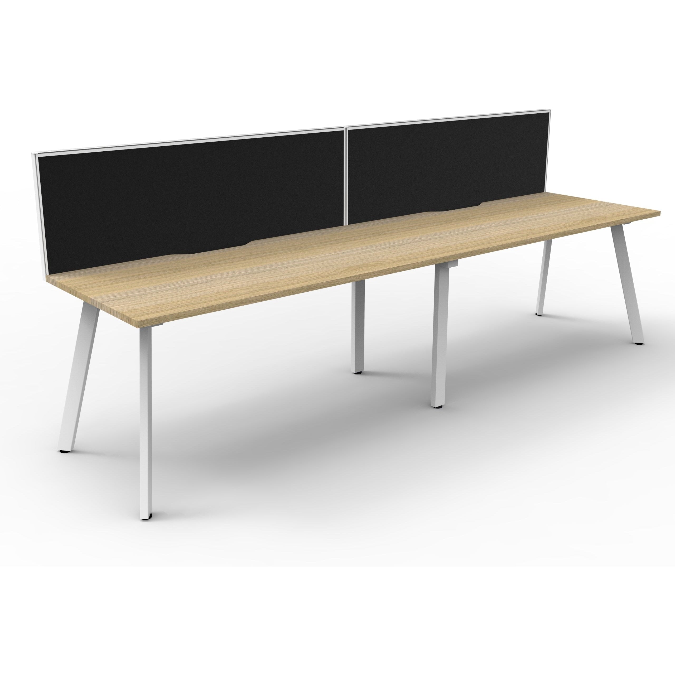 Eternity 2 Person Single Sided Workstation with SHUSH30 Aluminium Framed Screen - Oak