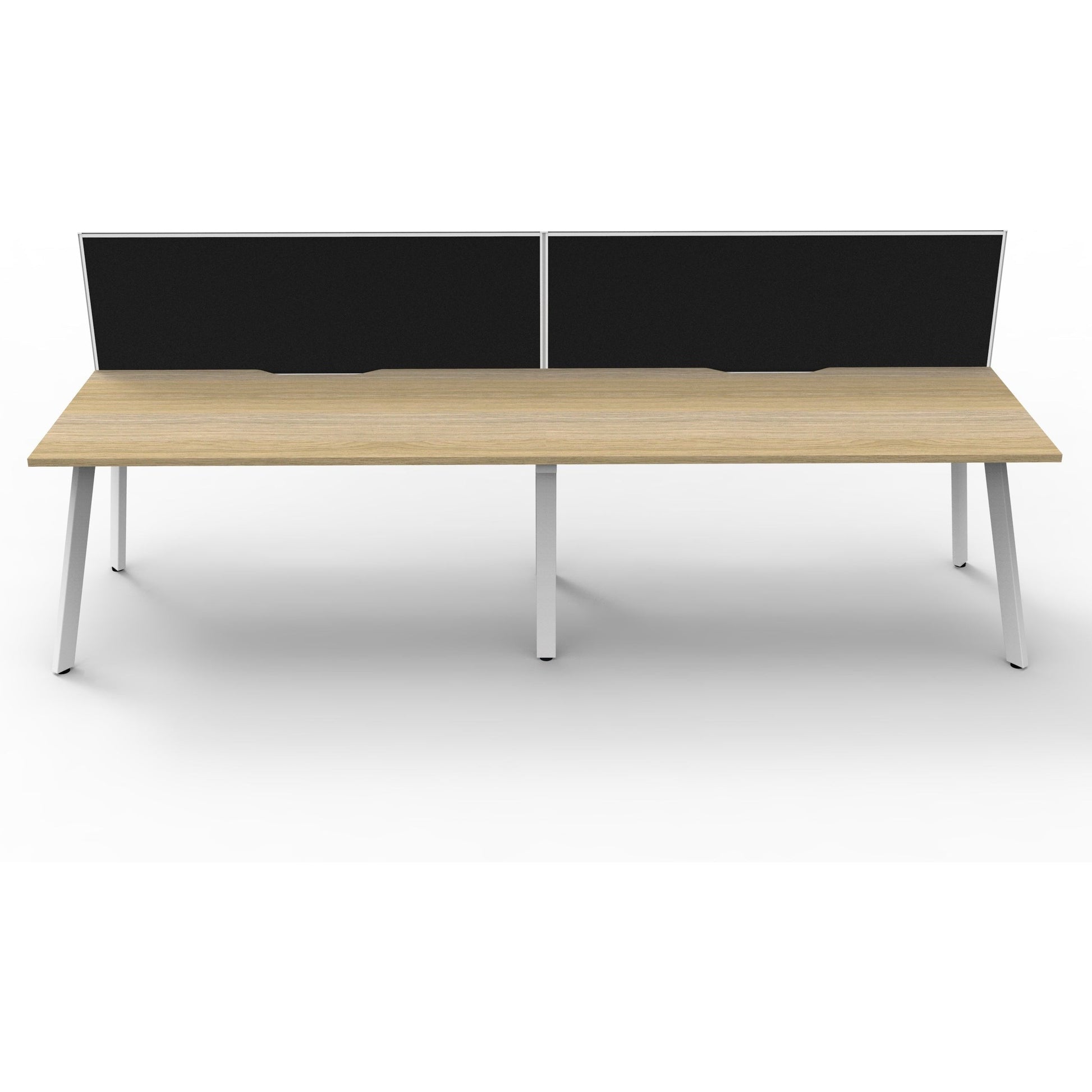 Eternity 2 Person Single Sided Workstation with SHUSH30 Aluminium Framed Screen - Oak