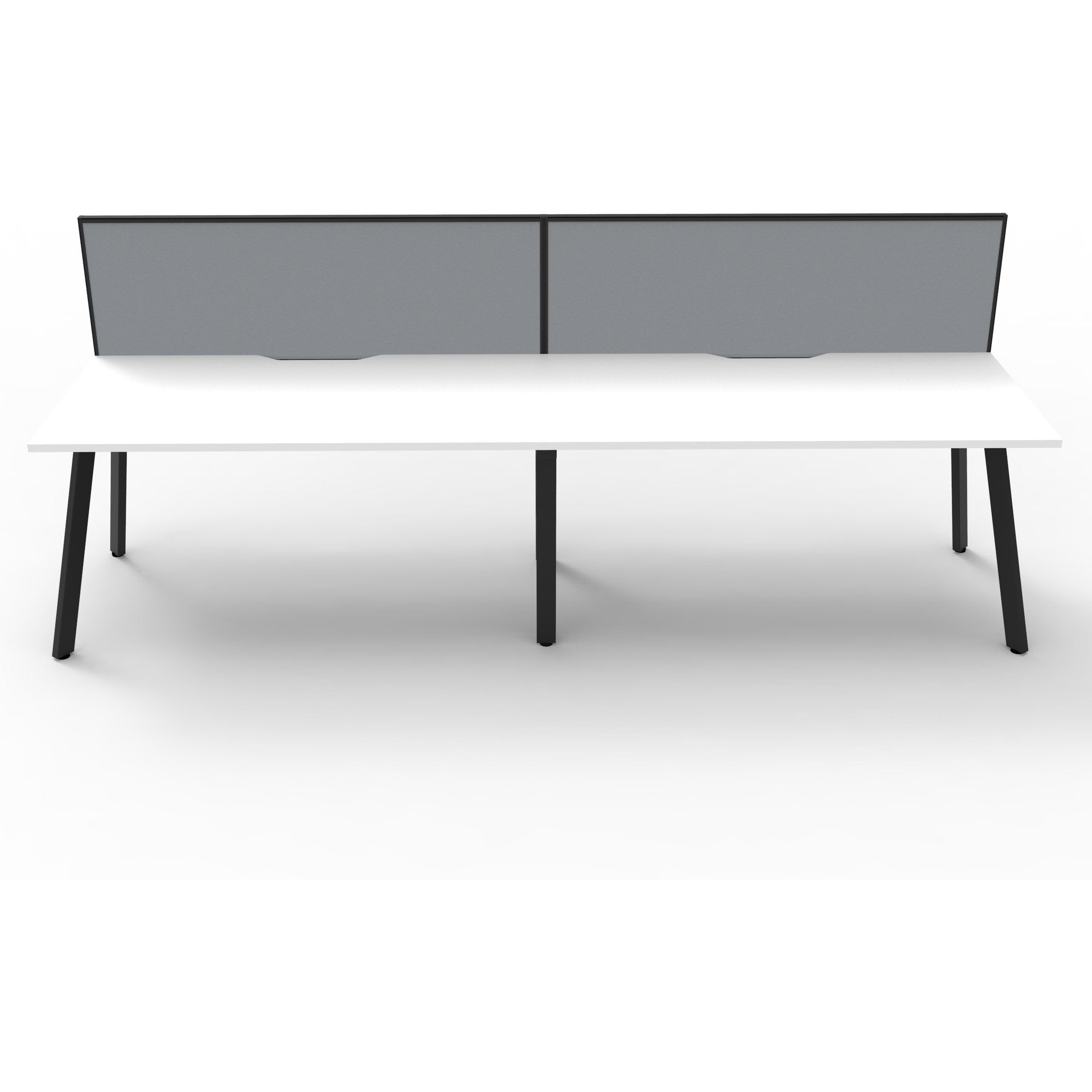 Eternity 2 Person Single Sided Workstation with SHUSH30 Aluminium Framed Screen - White