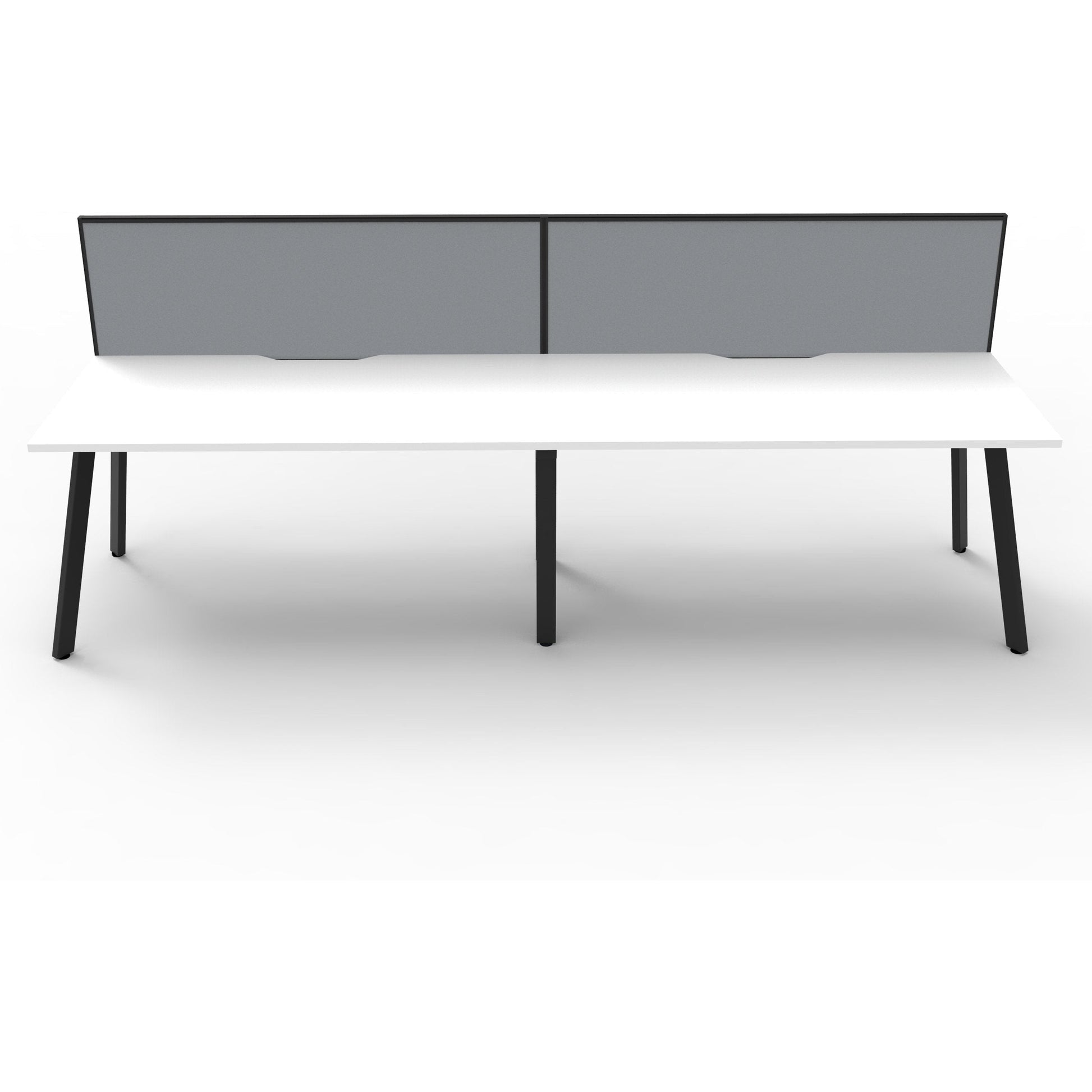 Eternity 2 Person Single Sided Workstation with SHUSH30 Aluminium Framed Screen - White
