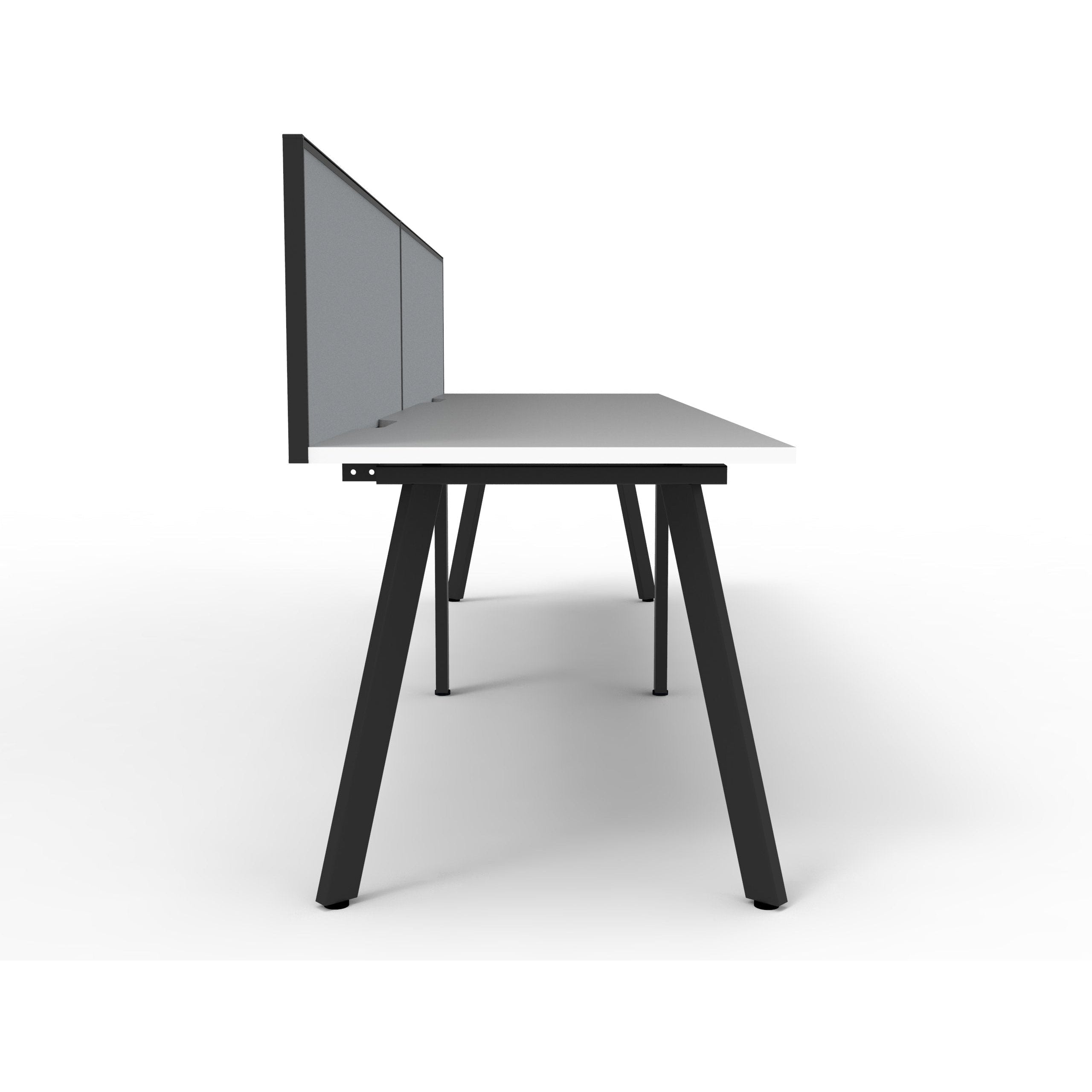 Eternity 2 Person Single Sided Workstation with SHUSH30 Aluminium Framed Screen - White