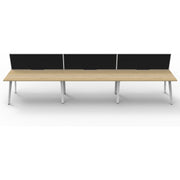 Eternity 3 Person Single Sided Workstation with SHUSH30 Aluminium Framed Screen - Oak