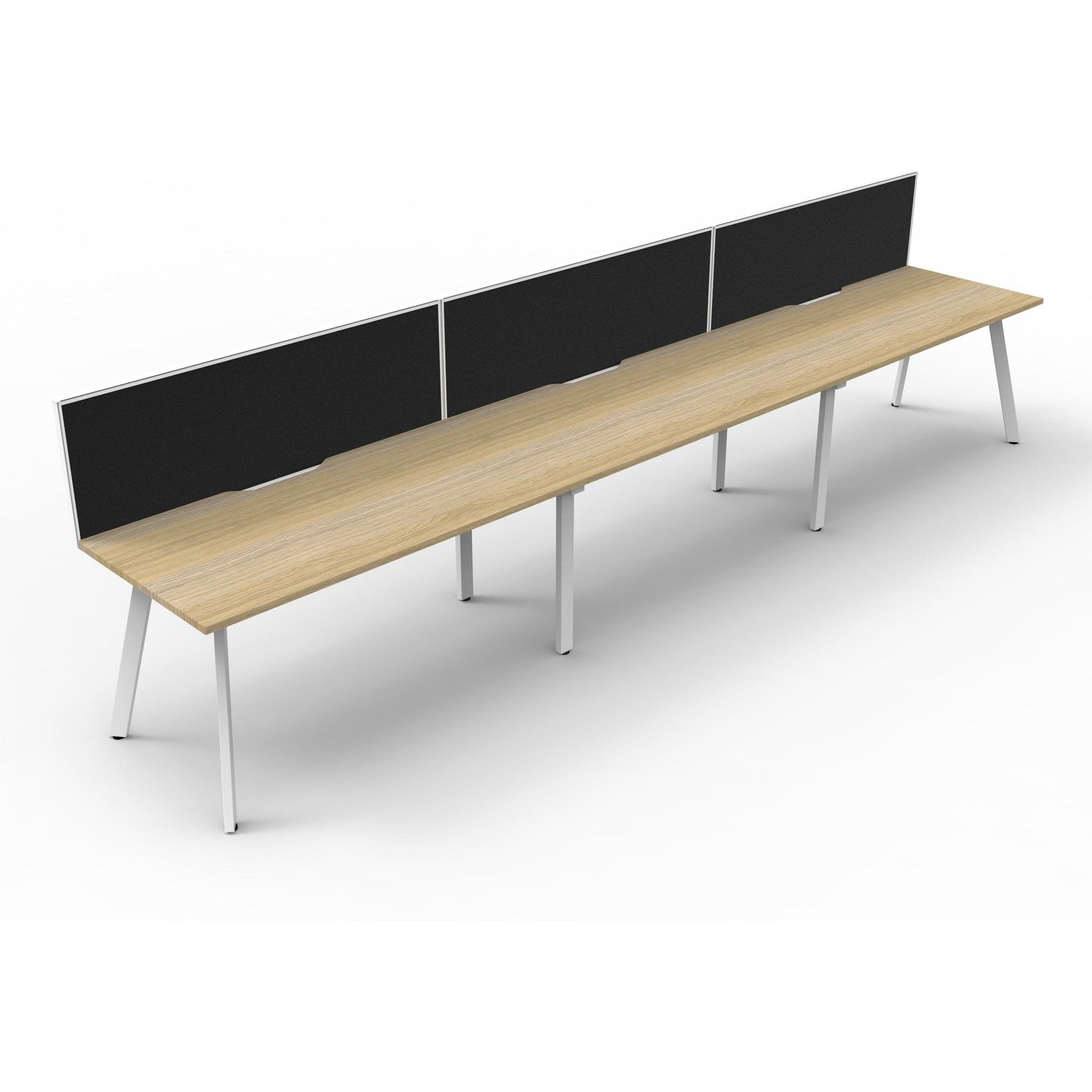 Eternity 3 Person Single Sided Workstation with SHUSH30 Aluminium Framed Screen - Oak