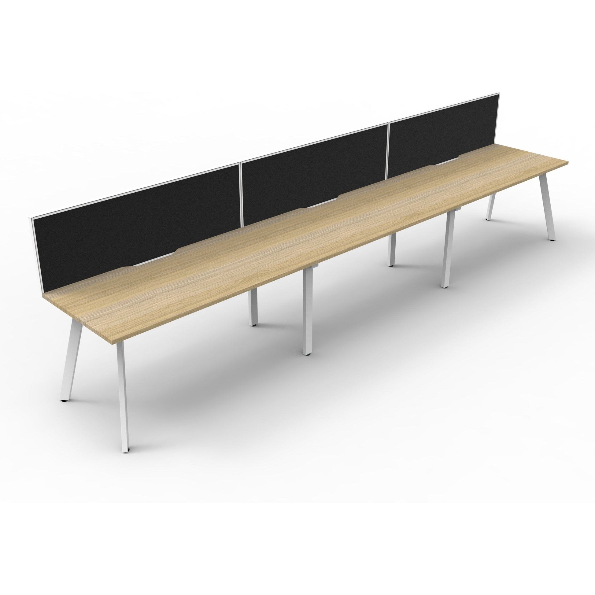 Eternity 3 Person Single Sided Workstation with SHUSH30 Aluminium Framed Screen - Oak
