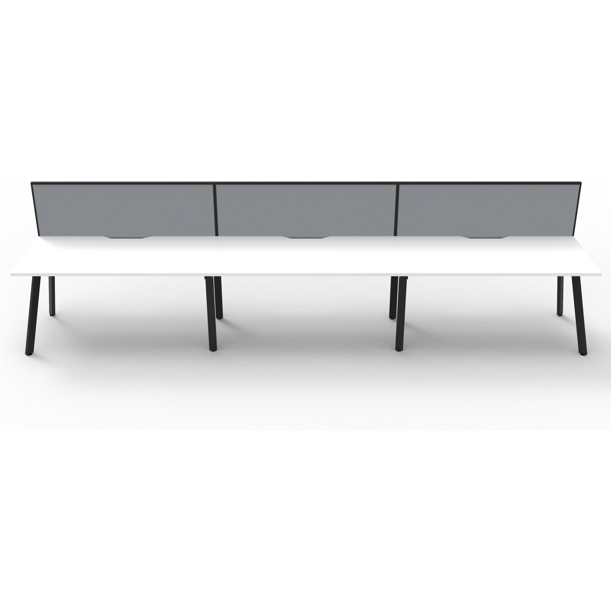 Eternity 3 Person Single Sided Workstation with SHUSH30 Aluminium Framed Screen - White