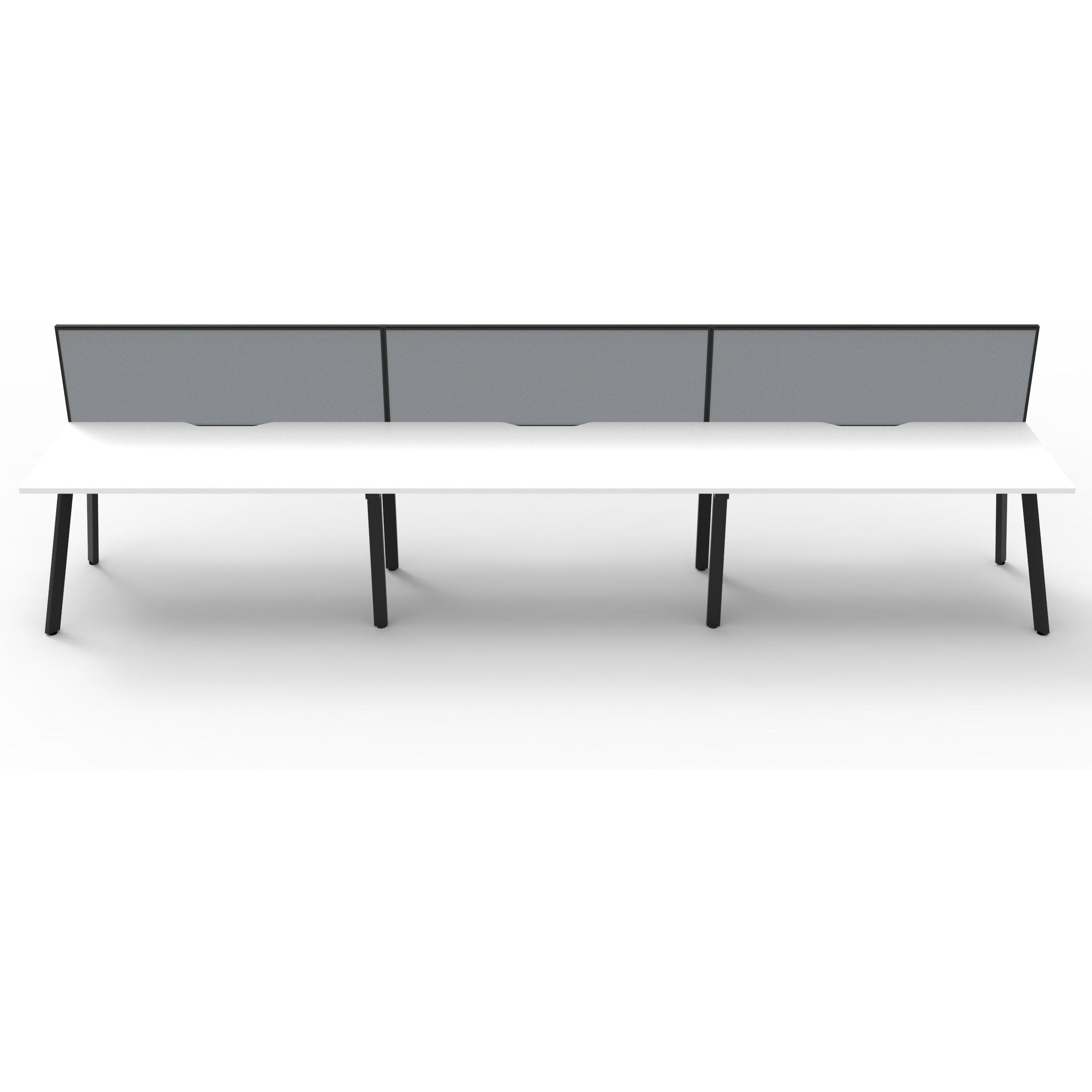 Eternity 3 Person Single Sided Workstation with SHUSH30 Aluminium Framed Screen - White