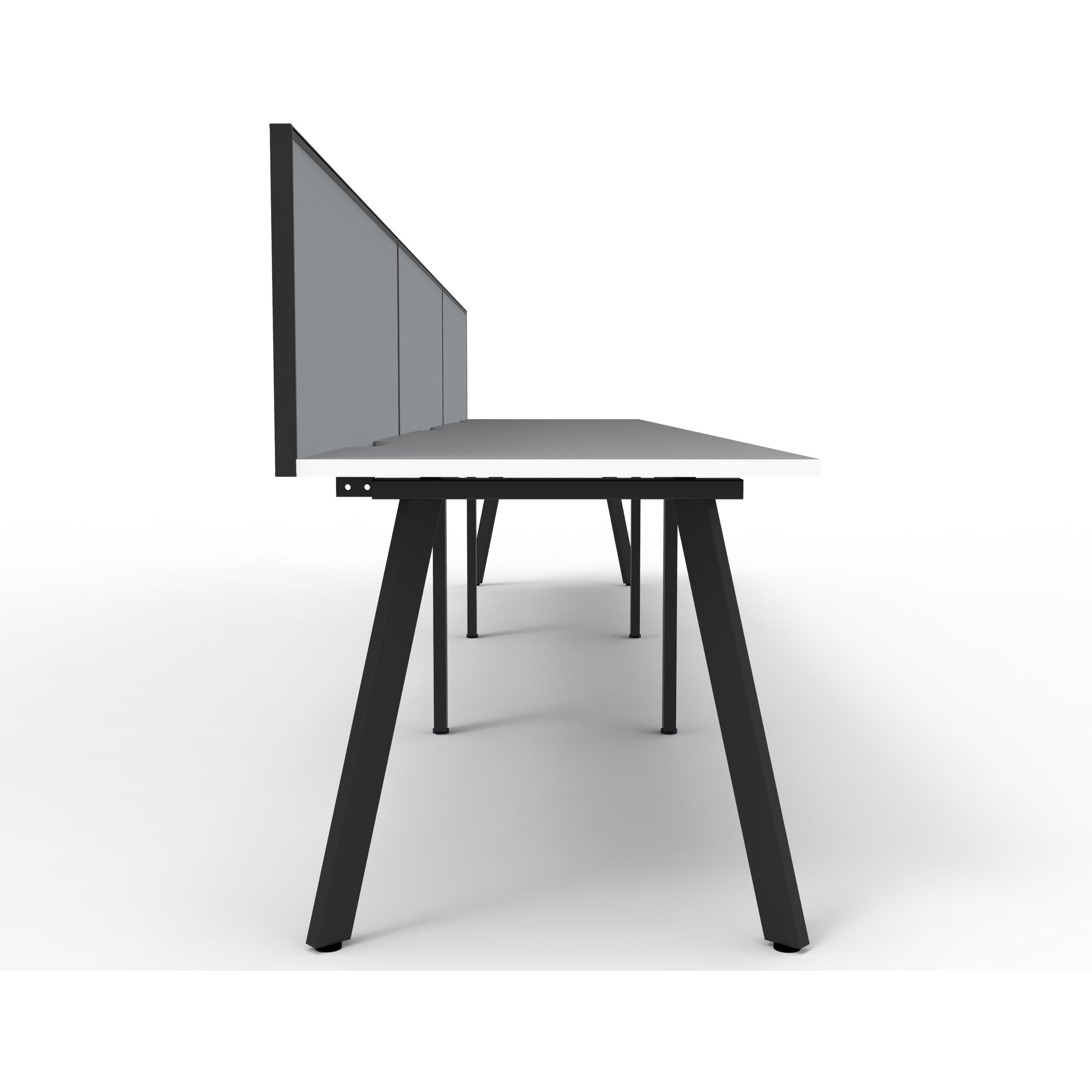 Eternity 3 Person Single Sided Workstation with SHUSH30 Aluminium Framed Screen - White