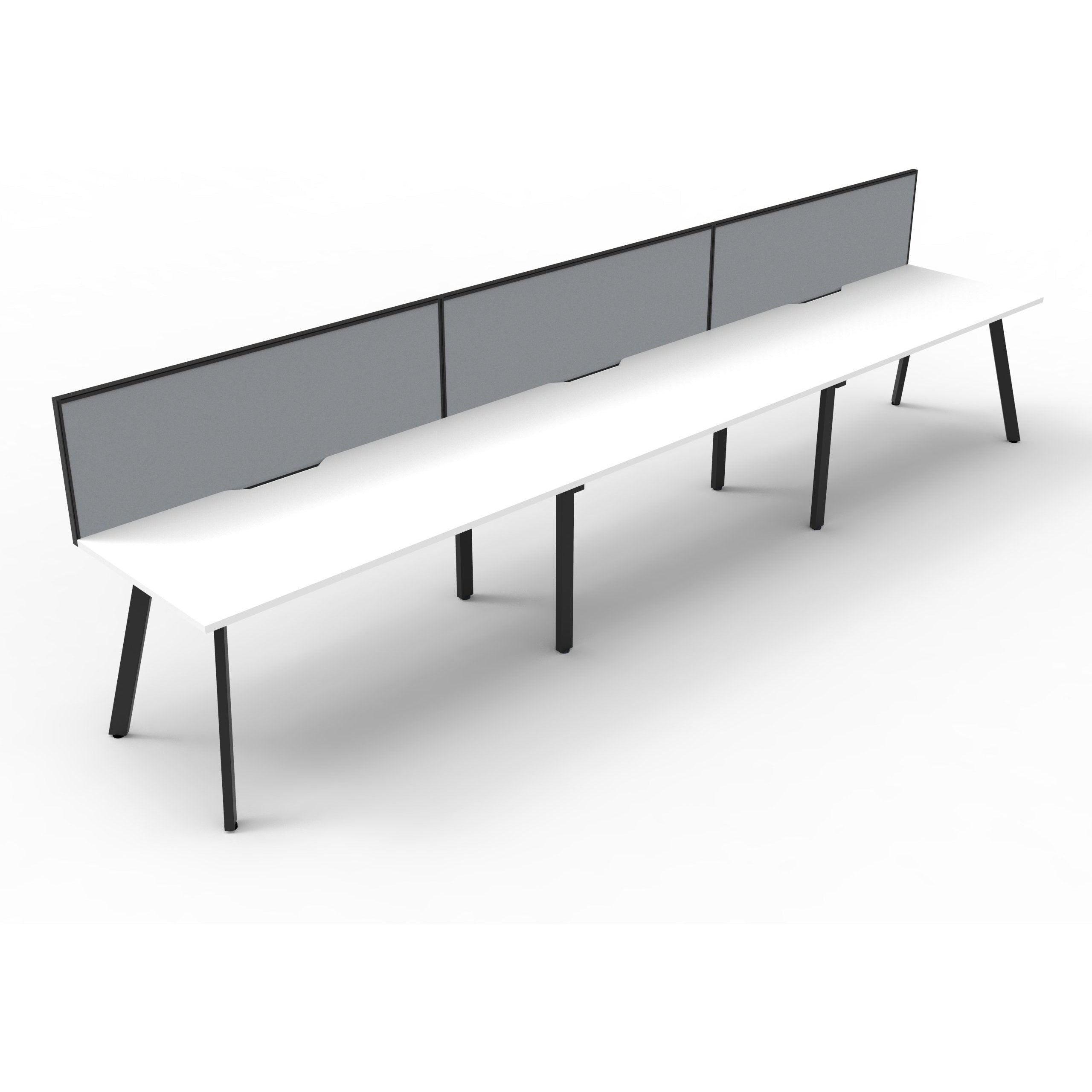 Eternity 3 Person Single Sided Workstation with SHUSH30 Aluminium Framed Screen - White