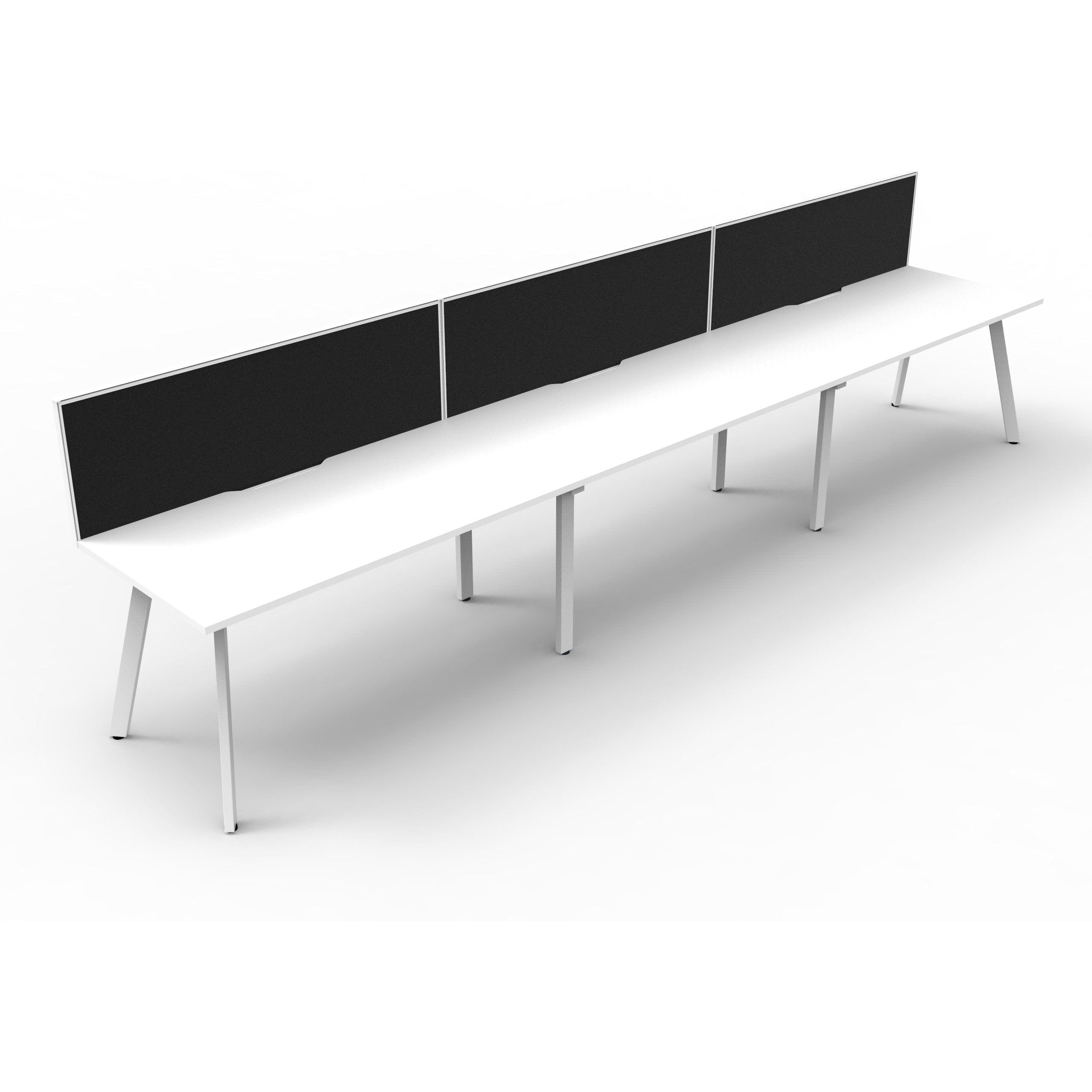 Eternity 3 Person Single Sided Workstation with SHUSH30 Aluminium Framed Screen - White