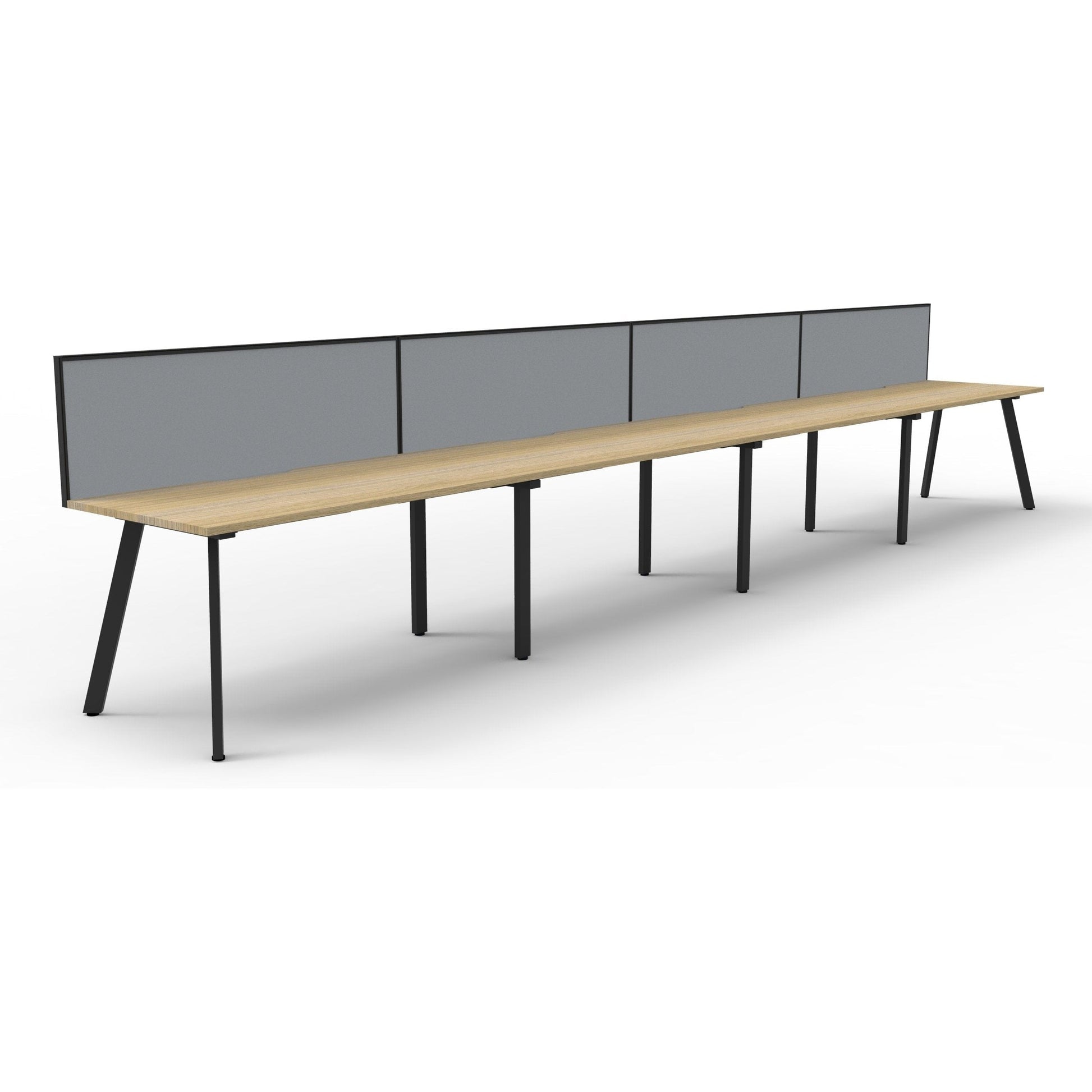 Eternity 4 Person Single Sided Workstation with SHUSH30 Aluminium Framed Screen - Oak