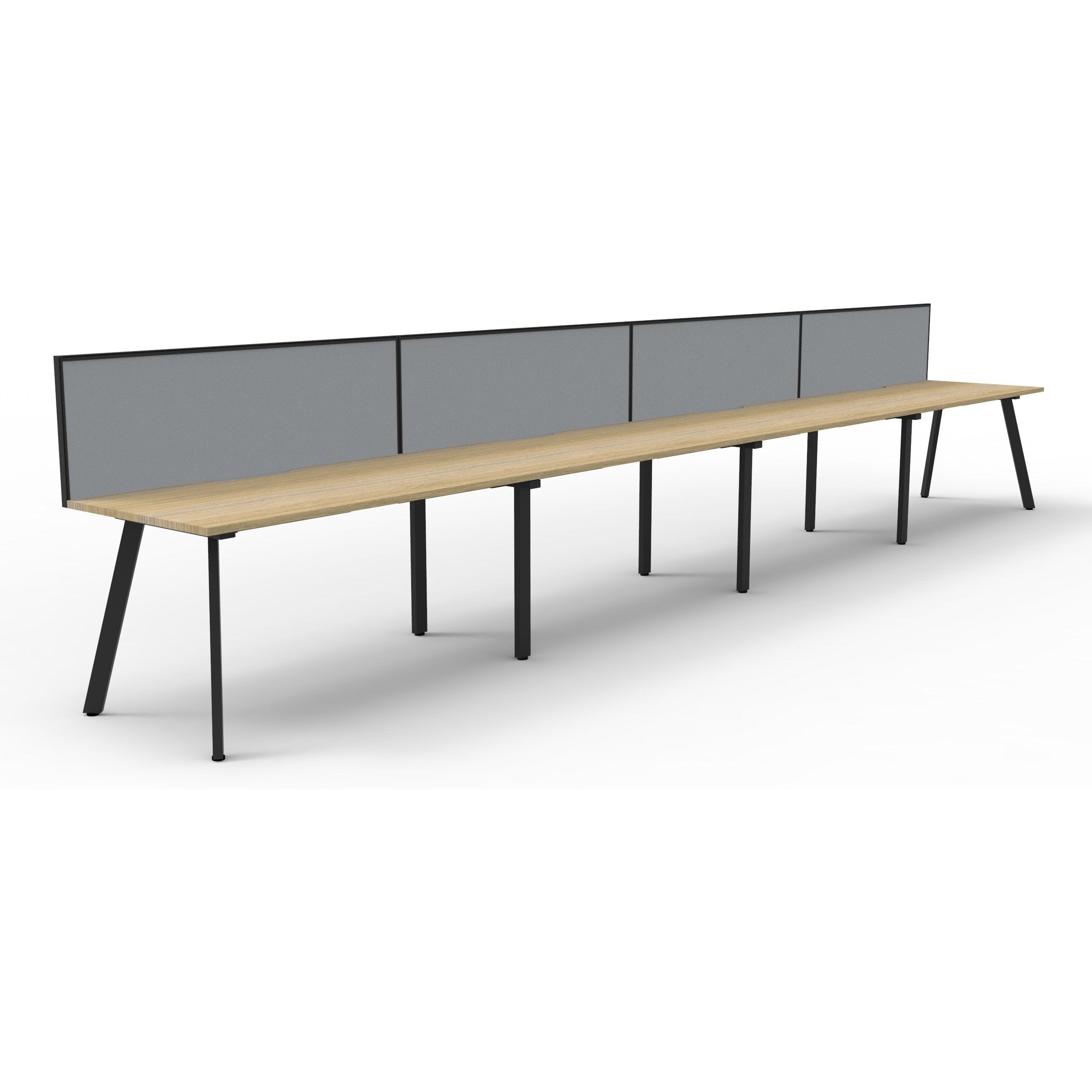 Eternity 4 Person Single Sided Workstation with SHUSH30 Aluminium Framed Screen - Oak