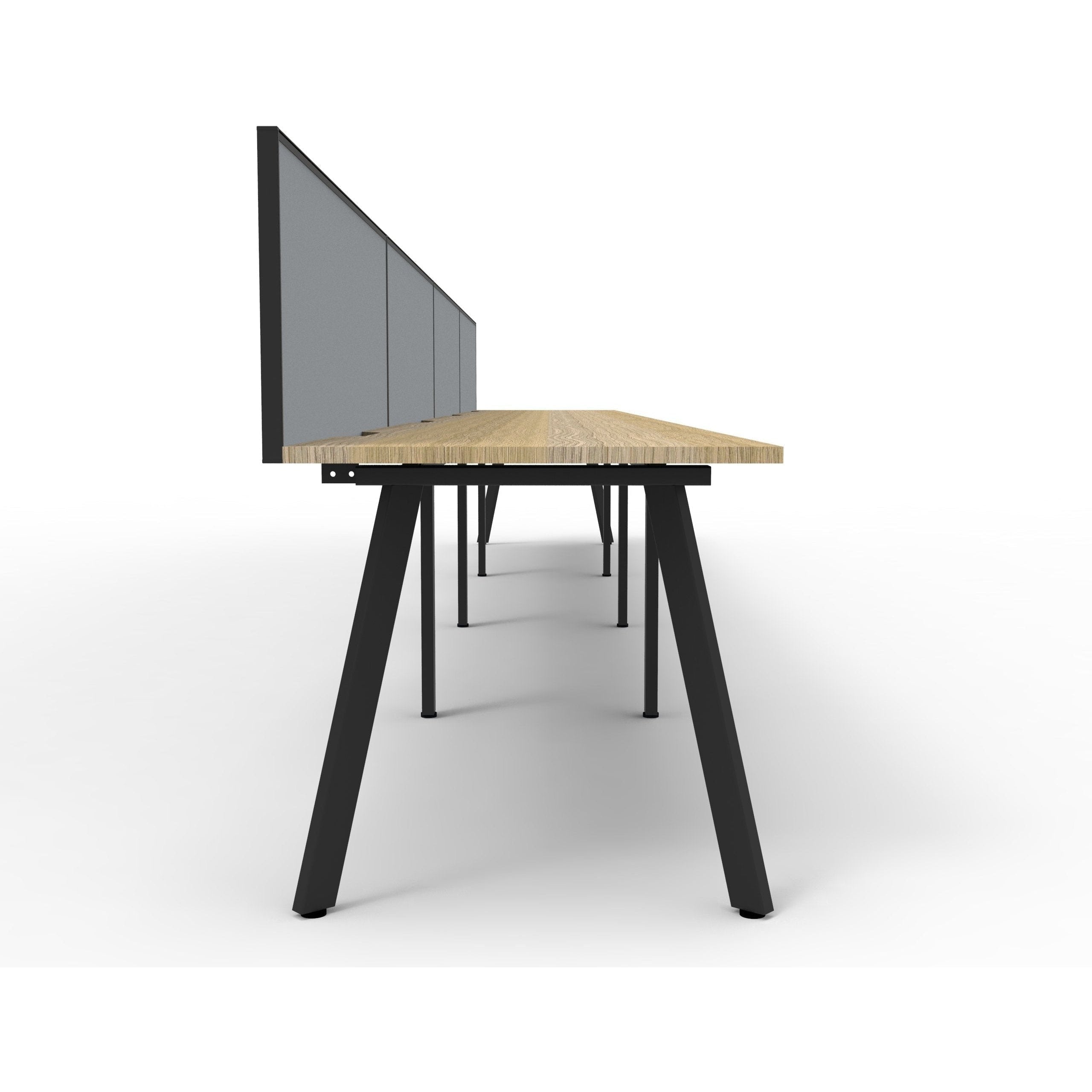 Eternity 4 Person Single Sided Workstation with SHUSH30 Aluminium Framed Screen - Oak