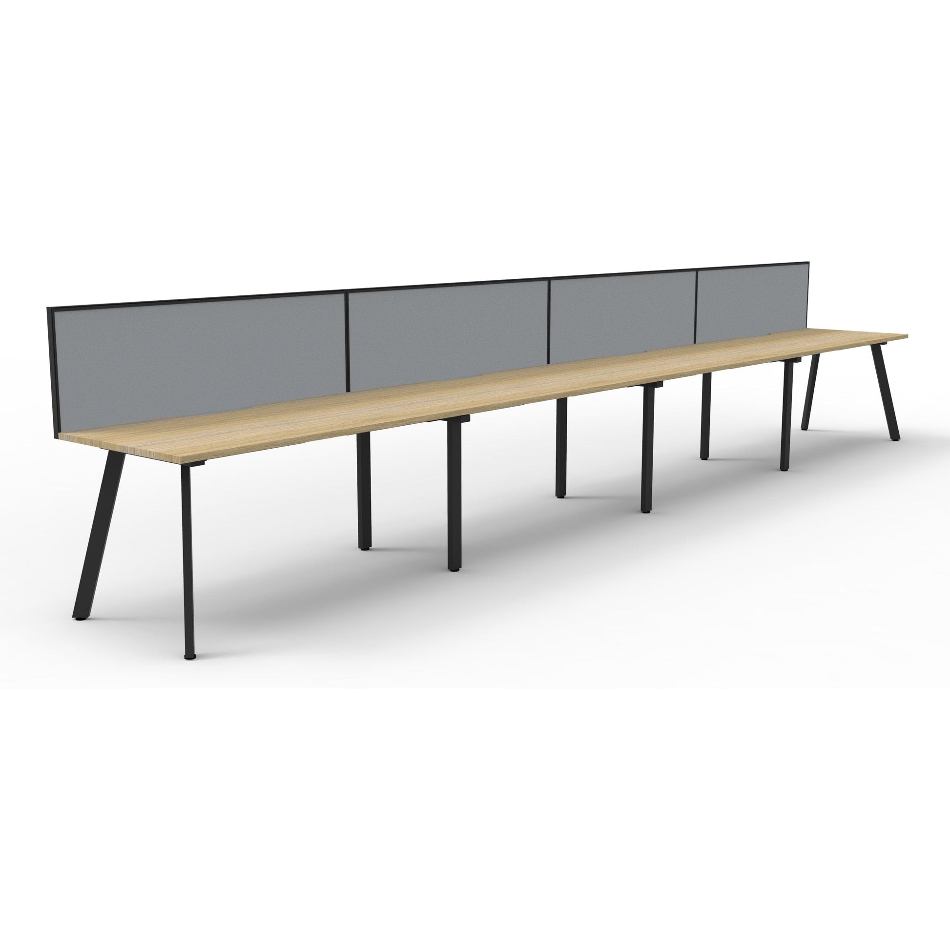 Eternity 4 Person Single Sided Workstation with SHUSH30 Aluminium Framed Screen - Oak