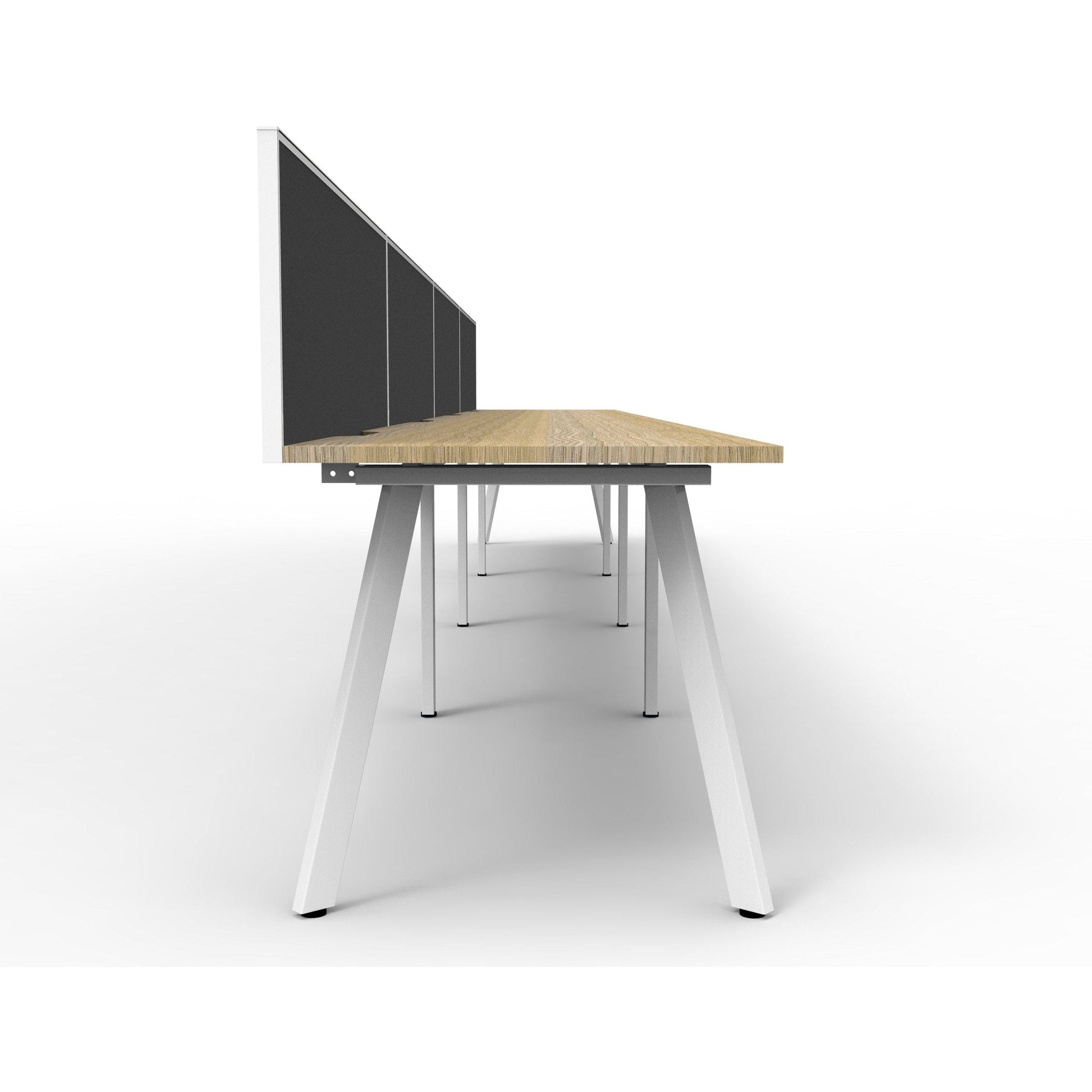 Eternity 4 Person Single Sided Workstation with SHUSH30 Aluminium Framed Screen - Oak