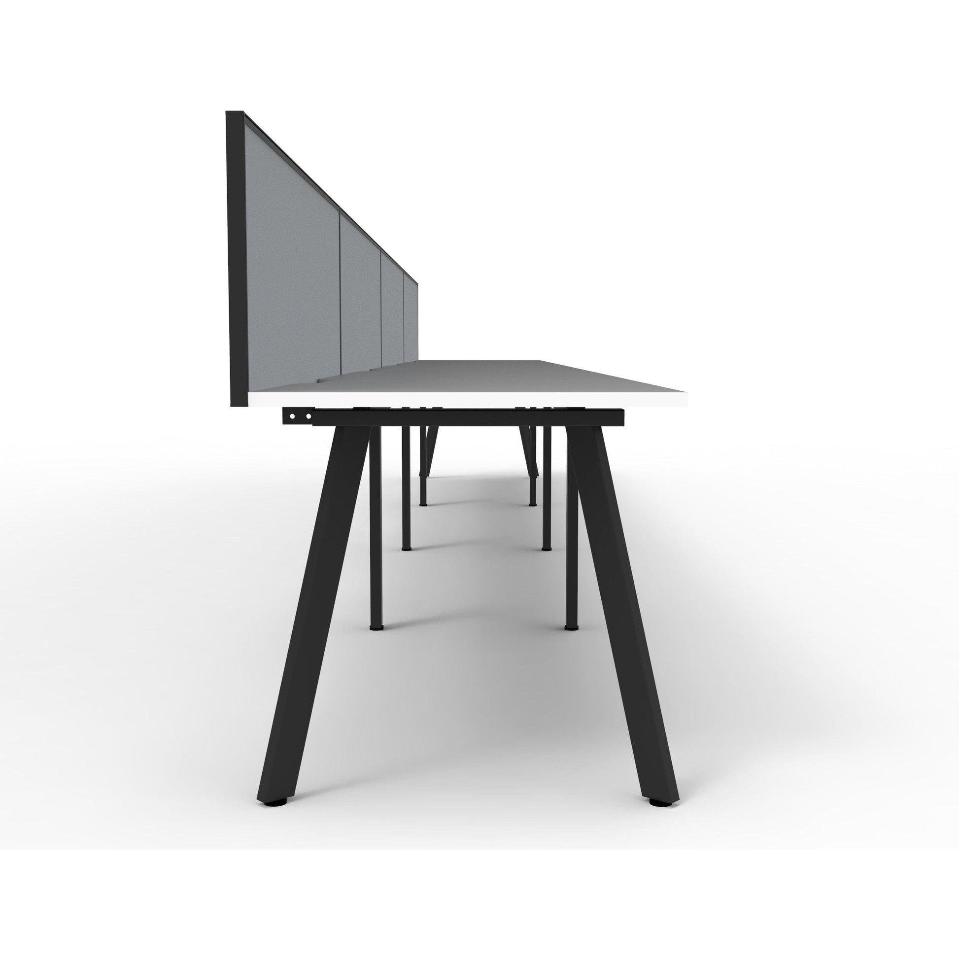 Eternity 4 Person Single Sided Workstation with SHUSH30 Aluminium Framed Screen - White