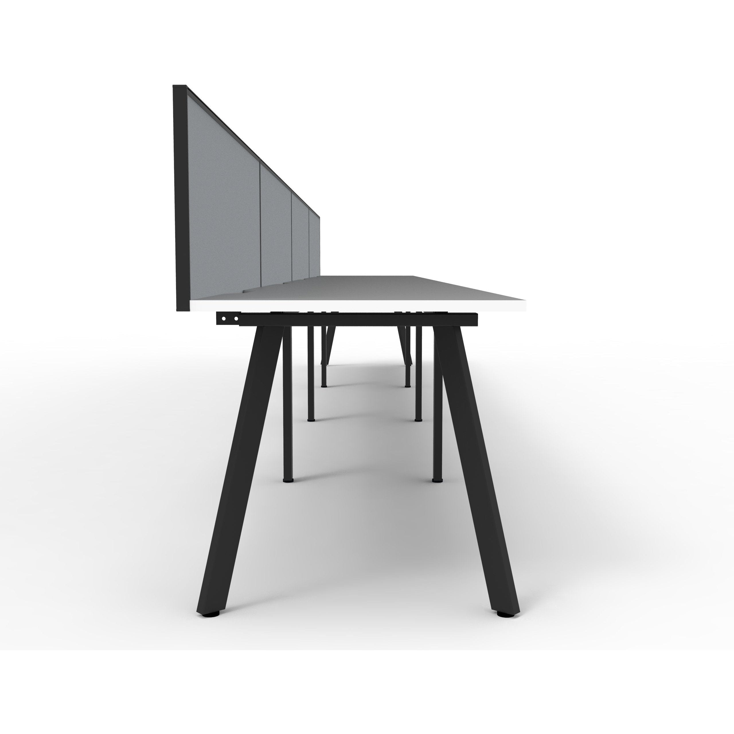 Eternity 4 Person Single Sided Workstation with SHUSH30 Aluminium Framed Screen - White
