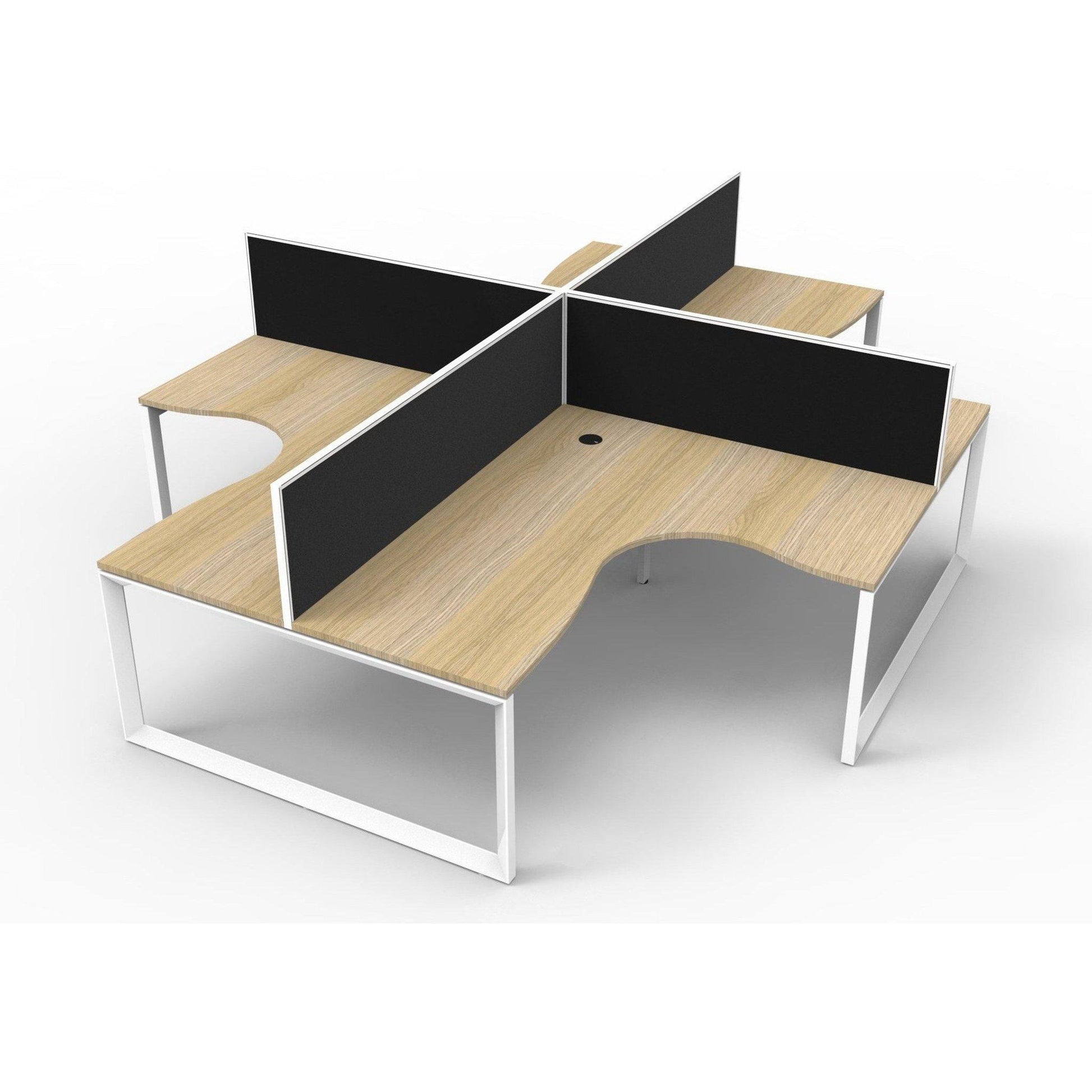 Deluxe Infinity Corner Workstations - 4 Person Pod - Loop Leg