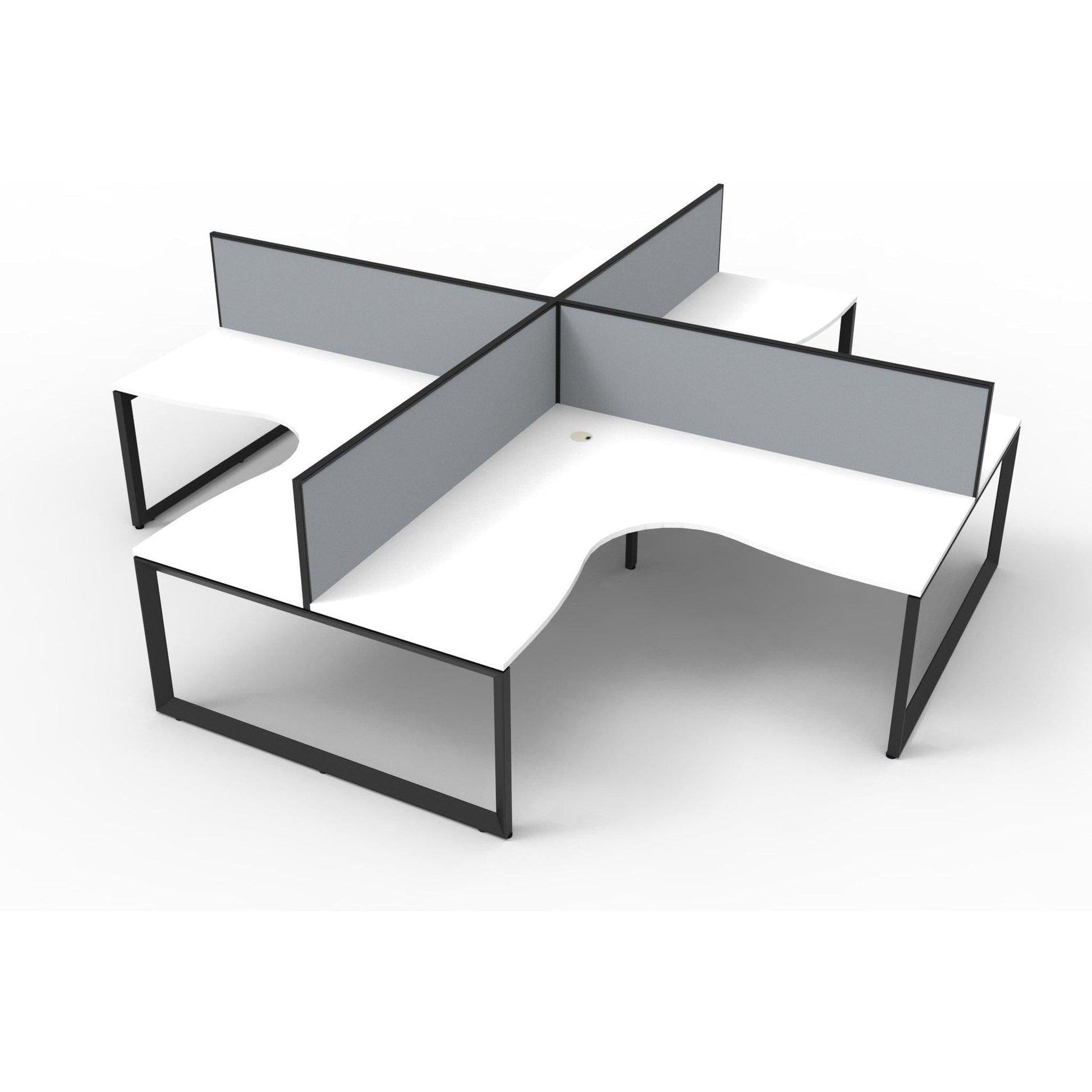 Deluxe Infinity Corner Workstations - 4 Person Pod - Loop Leg