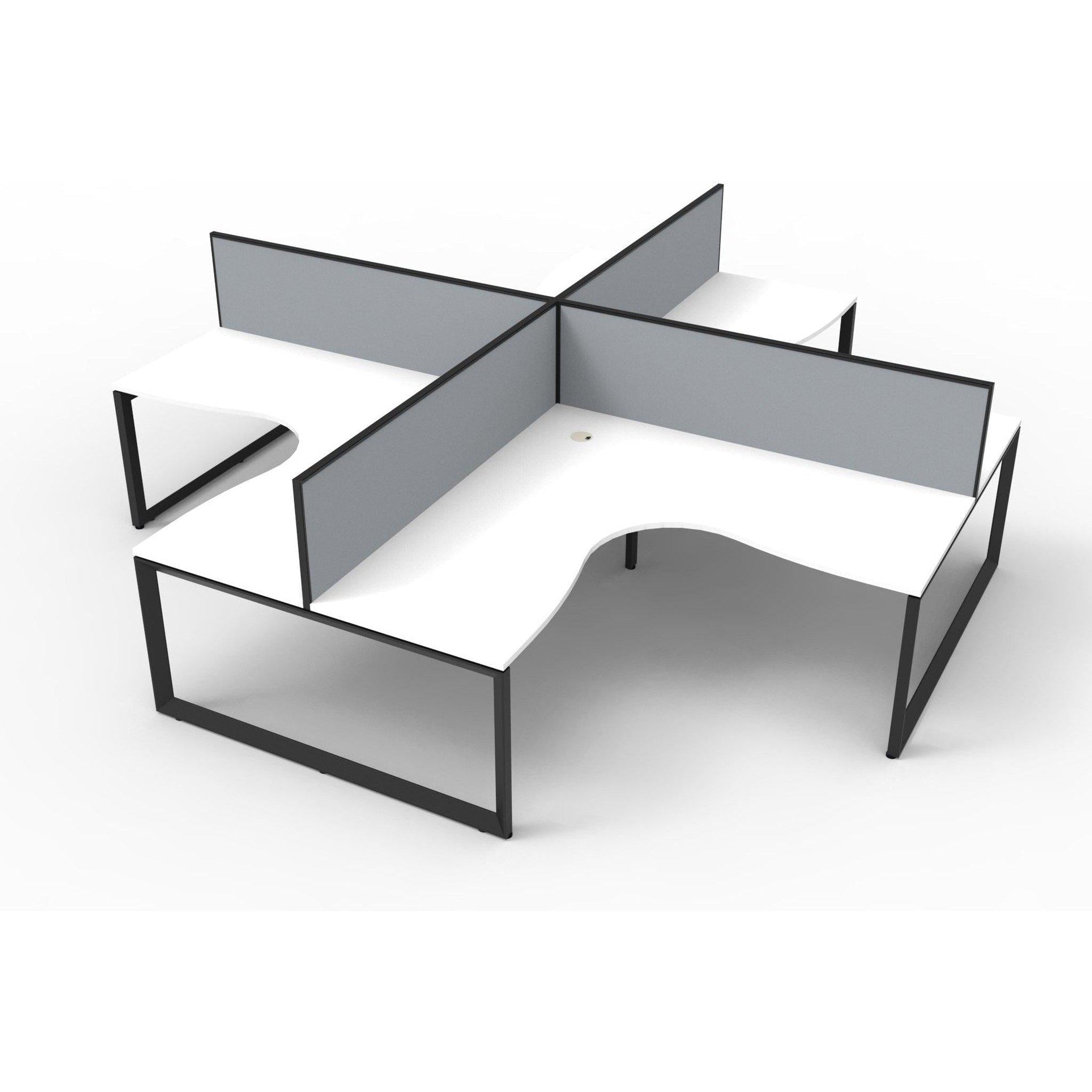 Deluxe Infinity Corner Workstations - 4 Person Pod - Loop Leg