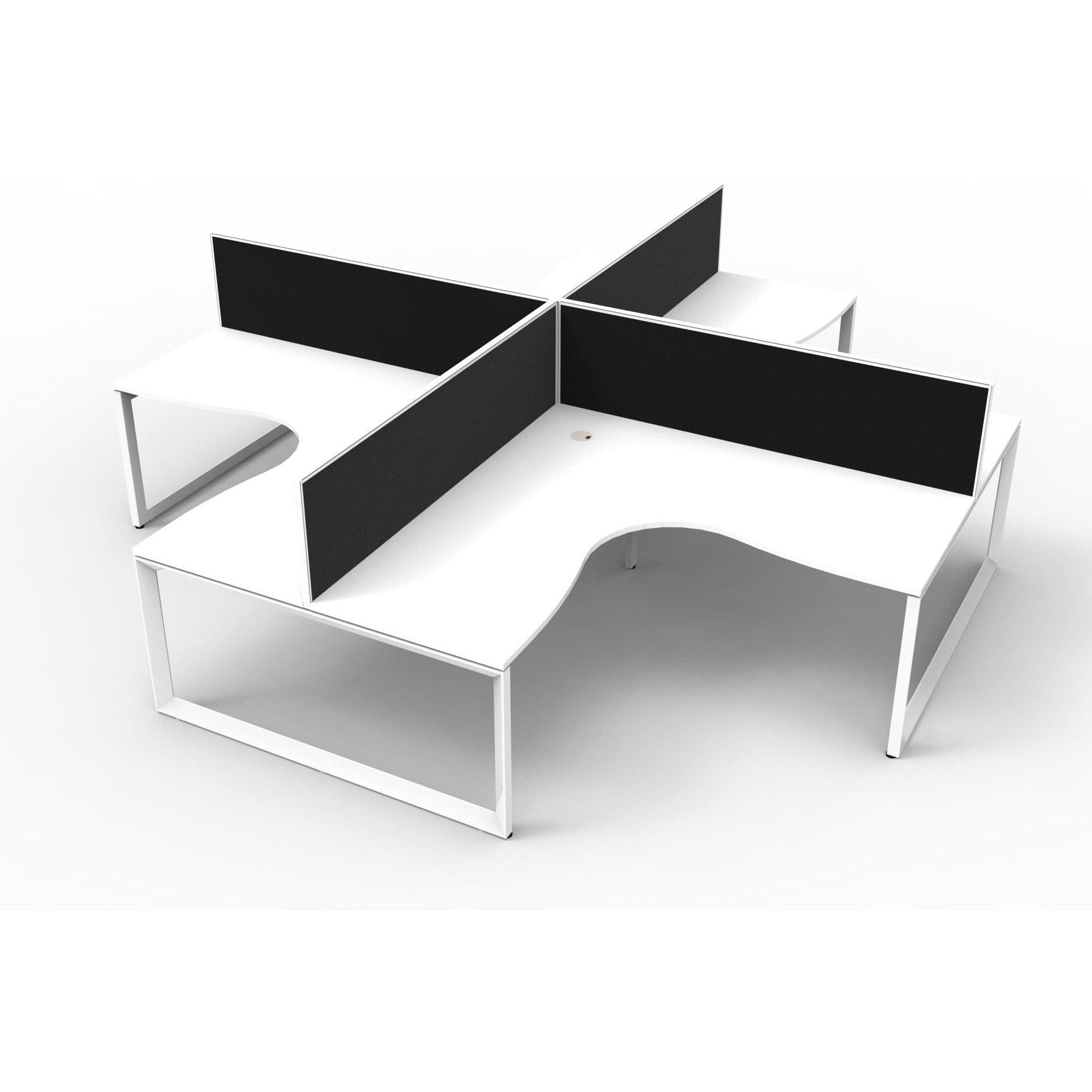 Deluxe Infinity Corner Workstations - 4 Person Pod - Loop Leg