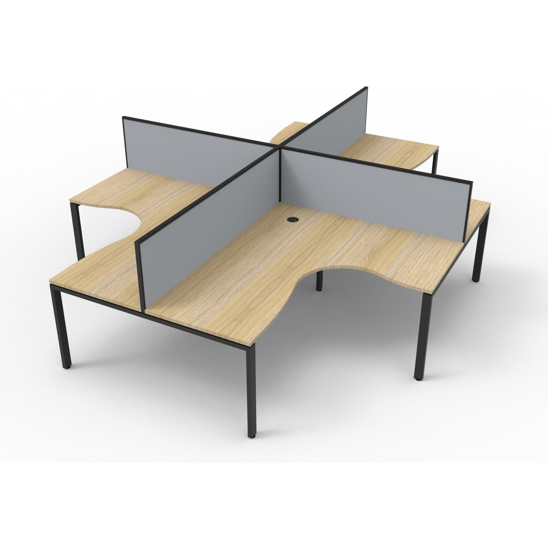 Deluxe Rapid Infinity 4 Person Corner Workstation Pod With Screens