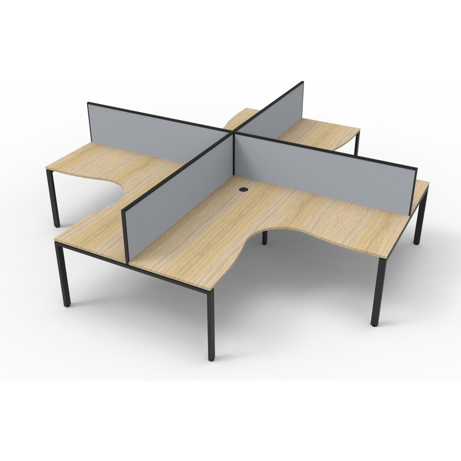 Deluxe Rapid Infinity 4 Person Corner Workstation Pod With Screens