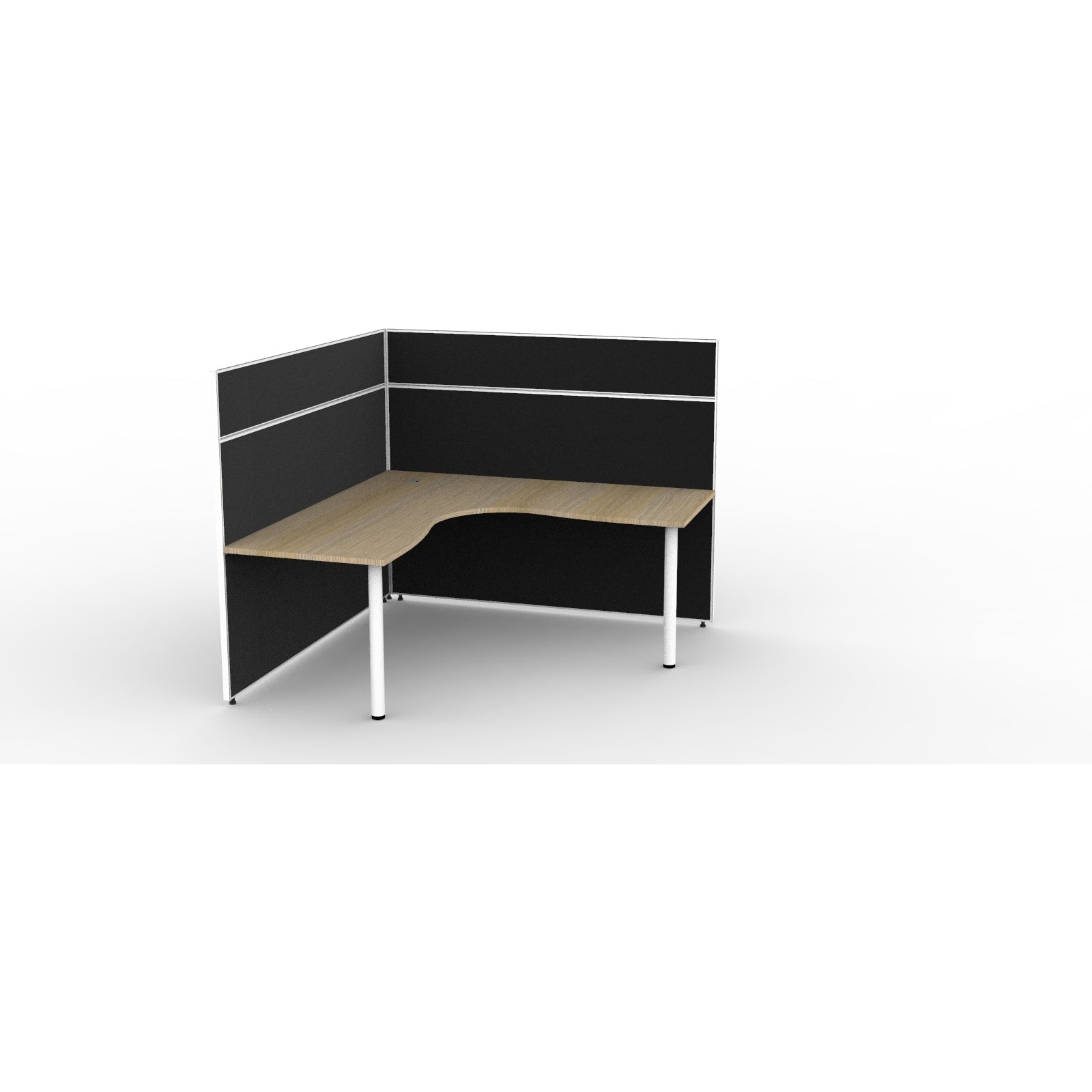 SHUSH30 Corner Workstation - 1 Person - Round Leg - Oak