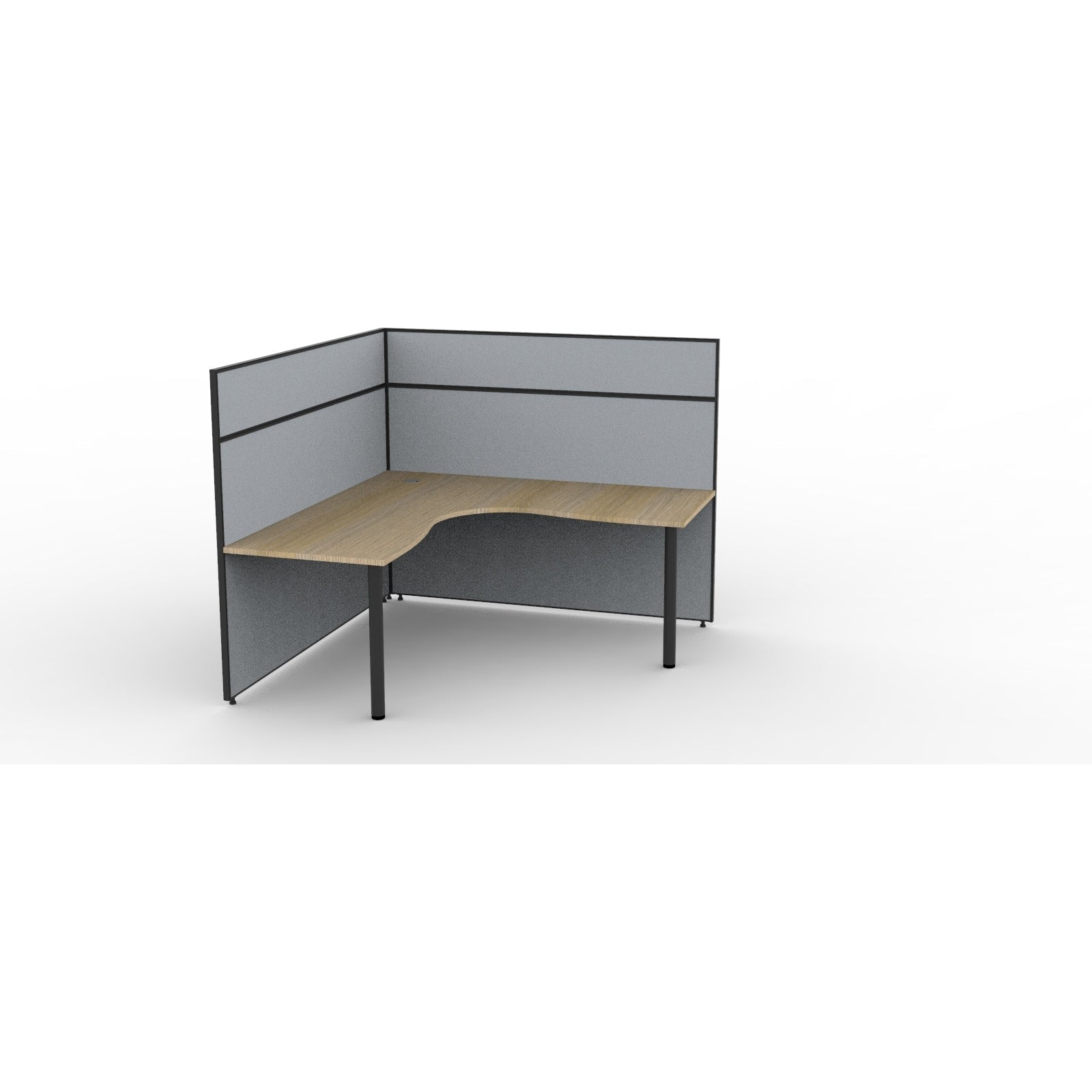 SHUSH30 Corner Workstation - 1 Person - Round Leg - Oak