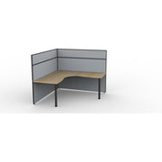 SHUSH30 Corner Workstation - 1 Person - Round Leg - Oak